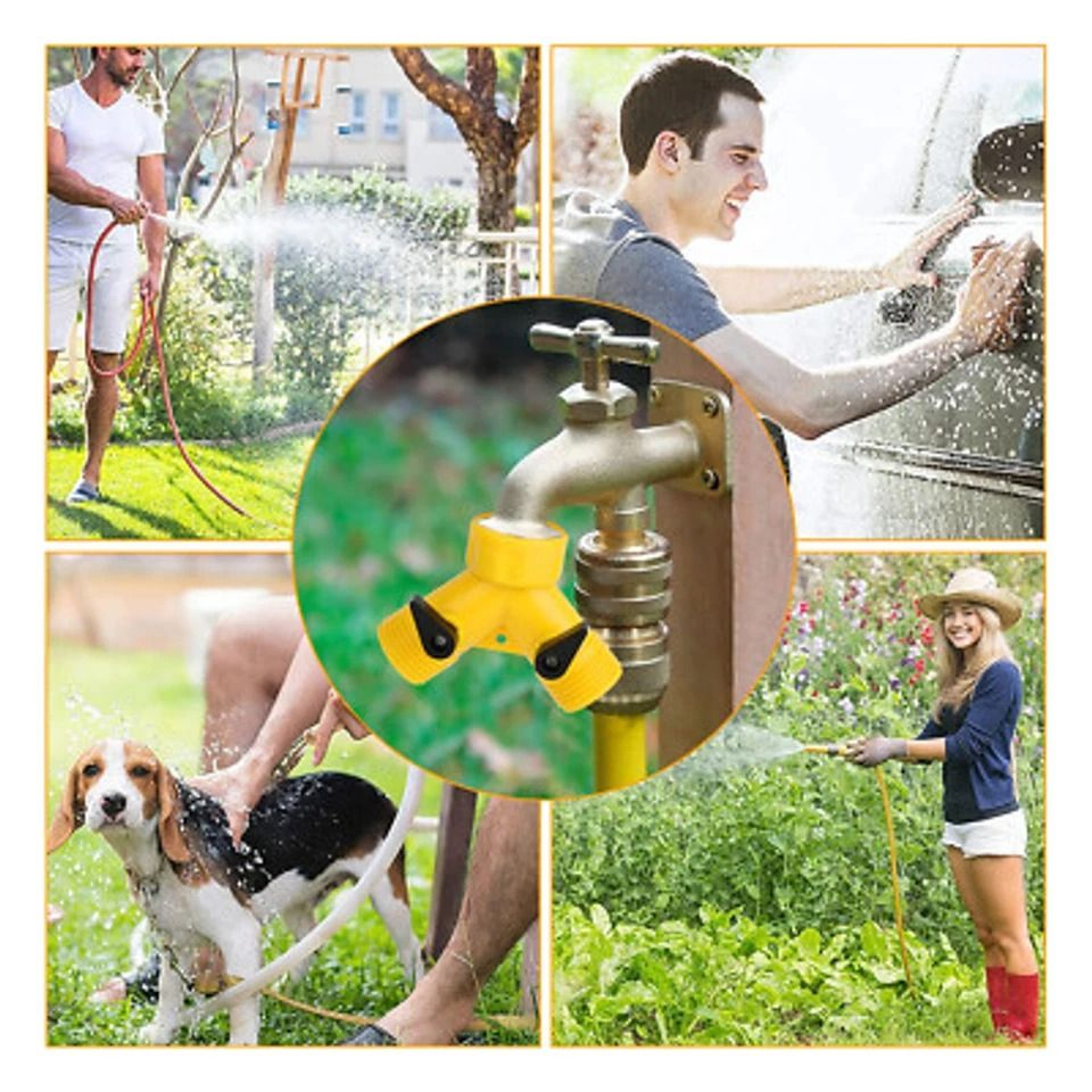 Heavy Duty Hose Splitter Connector With Valves For Garden Taps 4