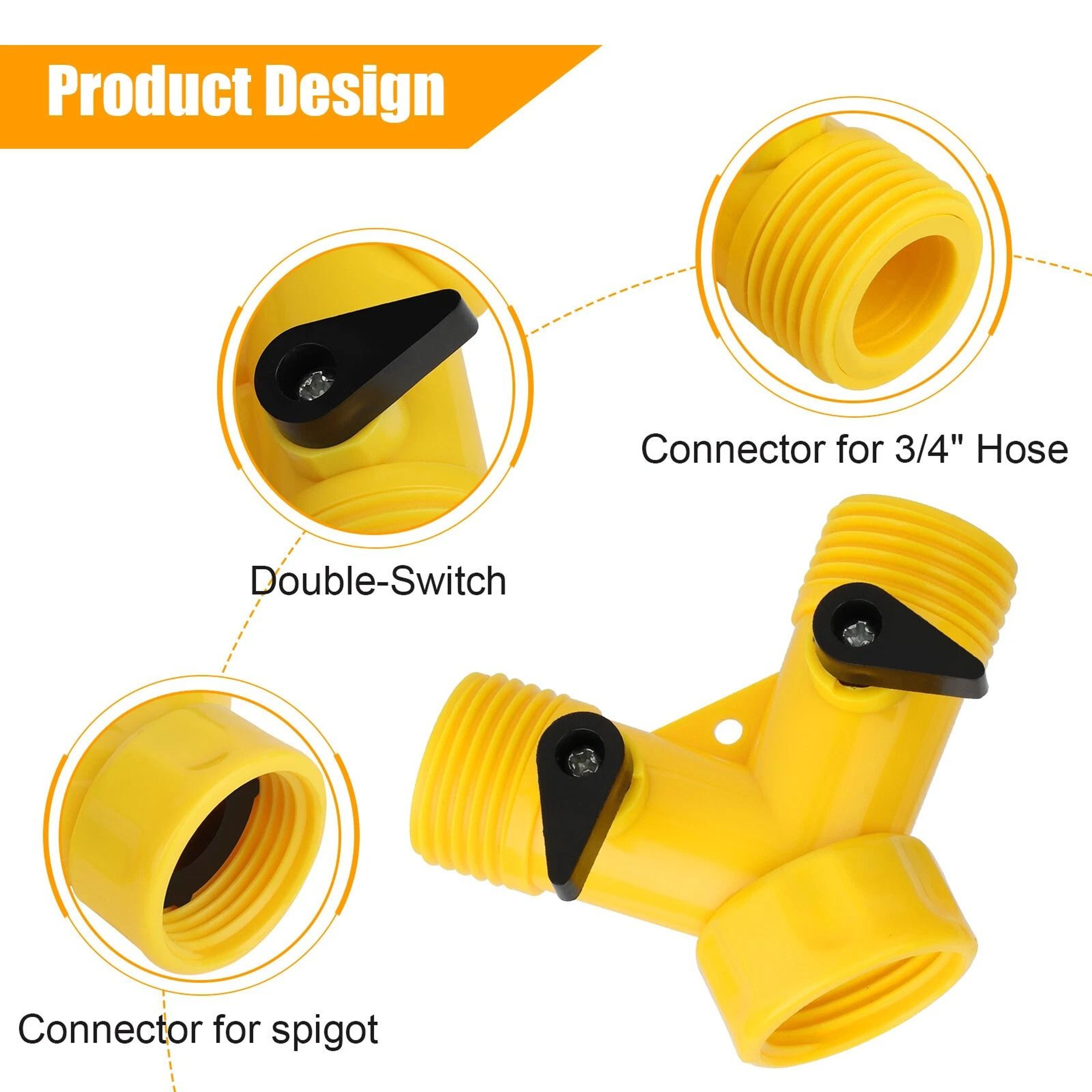Heavy Duty Hose Splitter Connector With Valves For Garden Taps 7