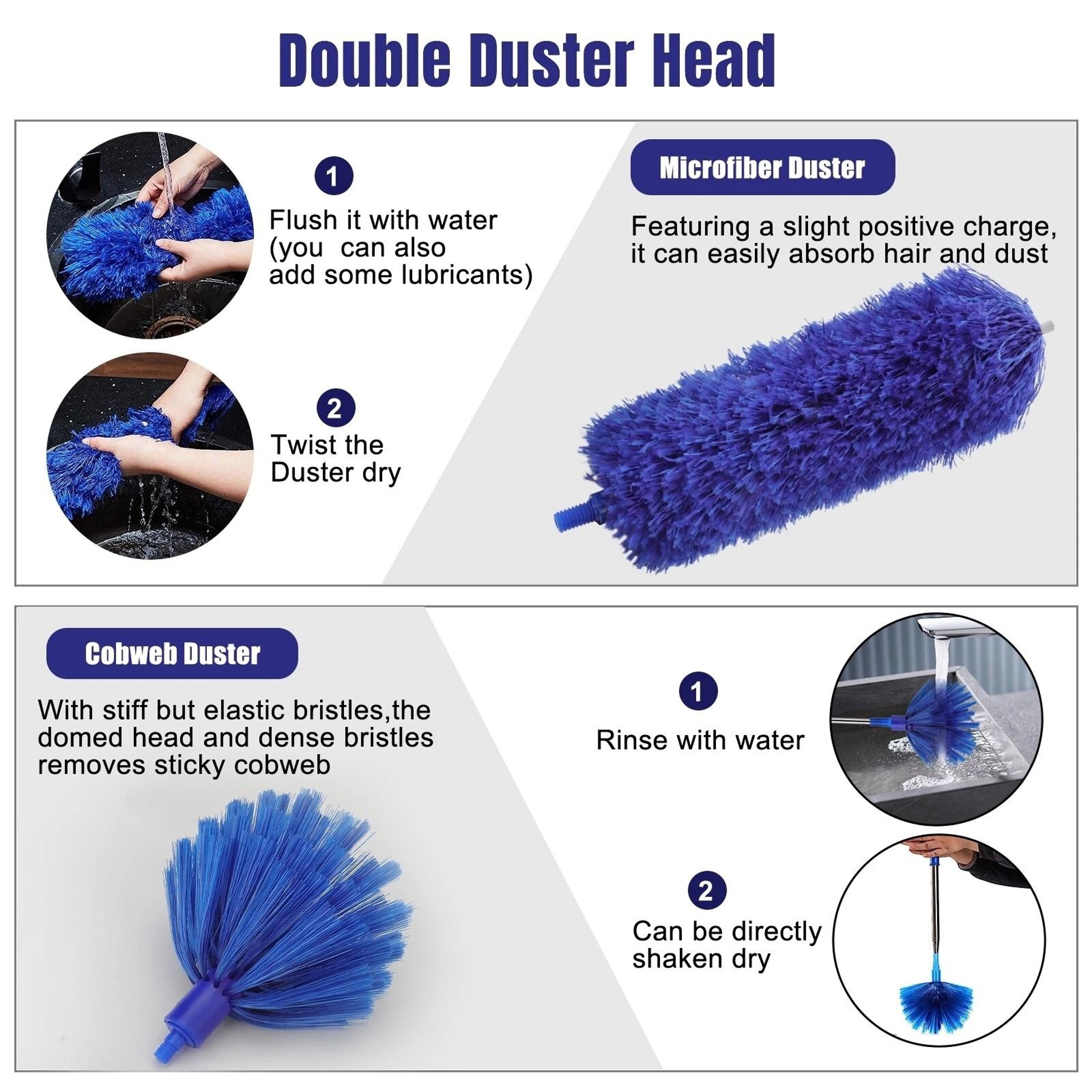 Ceiling Fan Microfiber  Cobweb Duster Cleaning Brush With Extension Pole  Telescopic Rod For Easy R