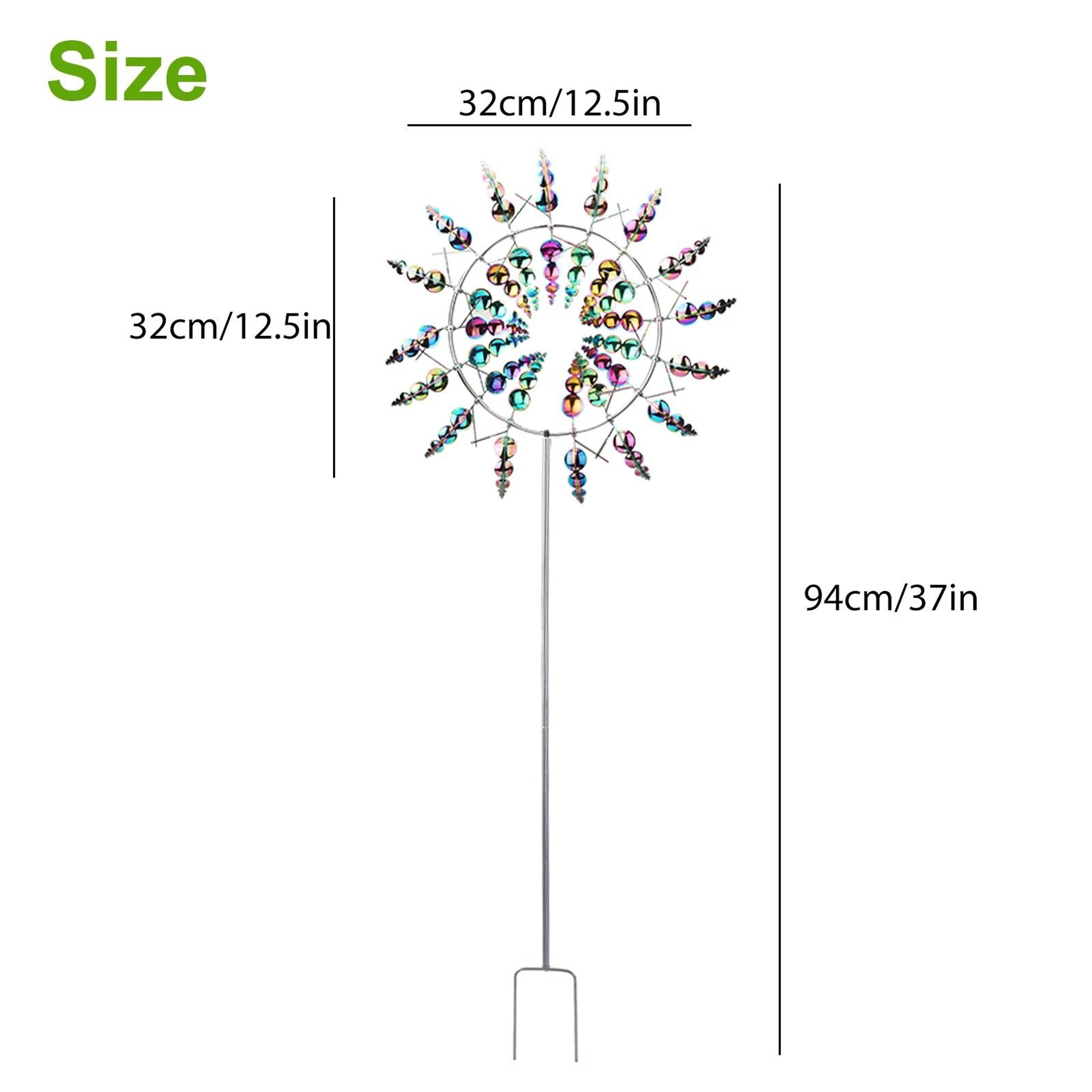 Magical Colorful WindPowered Kinetic Metal Windmill Sculpture For Garden  Patio 3
