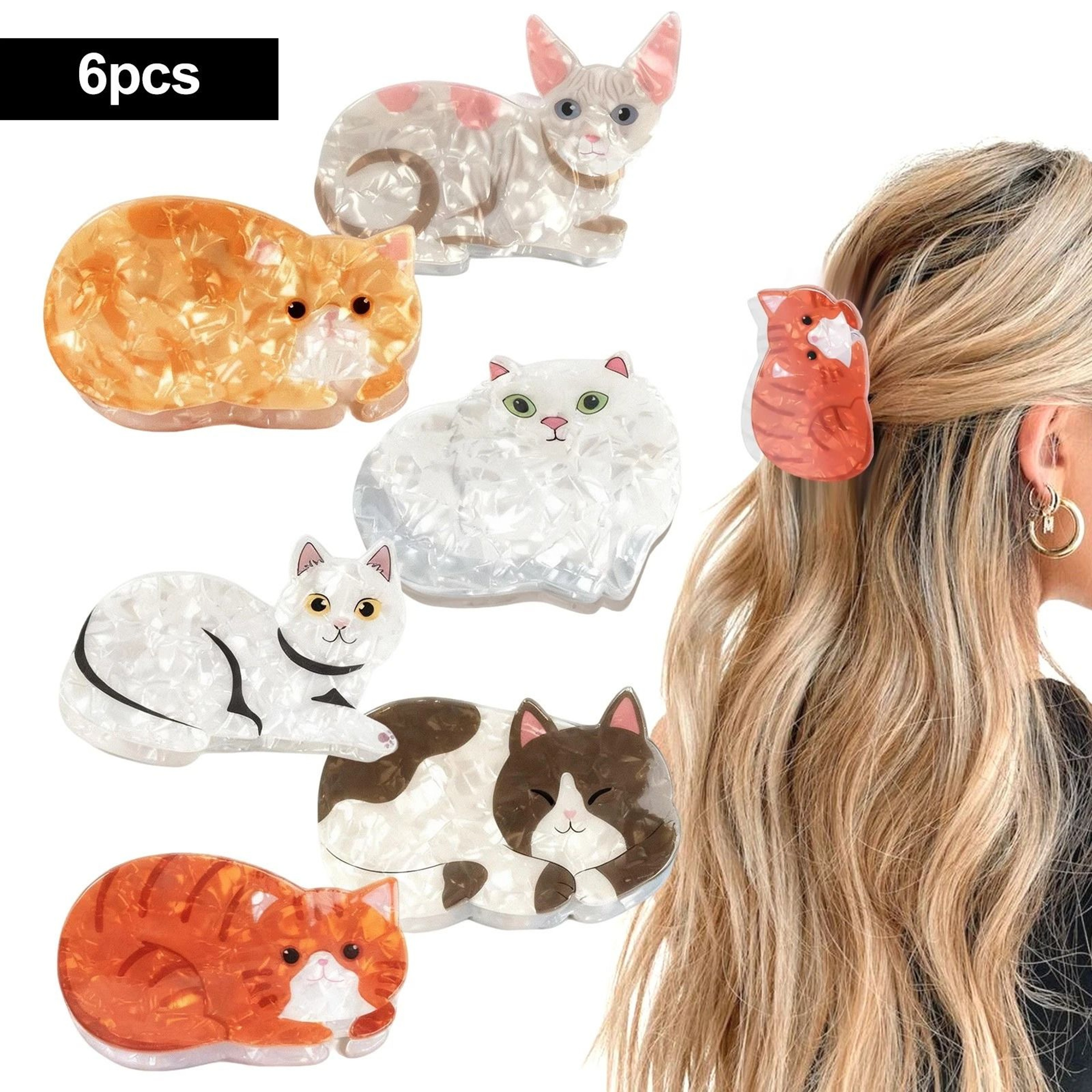 Cute Cat Hair Clips For Women  Girls  PVC CatShaped Hair Clips Gift Set 5