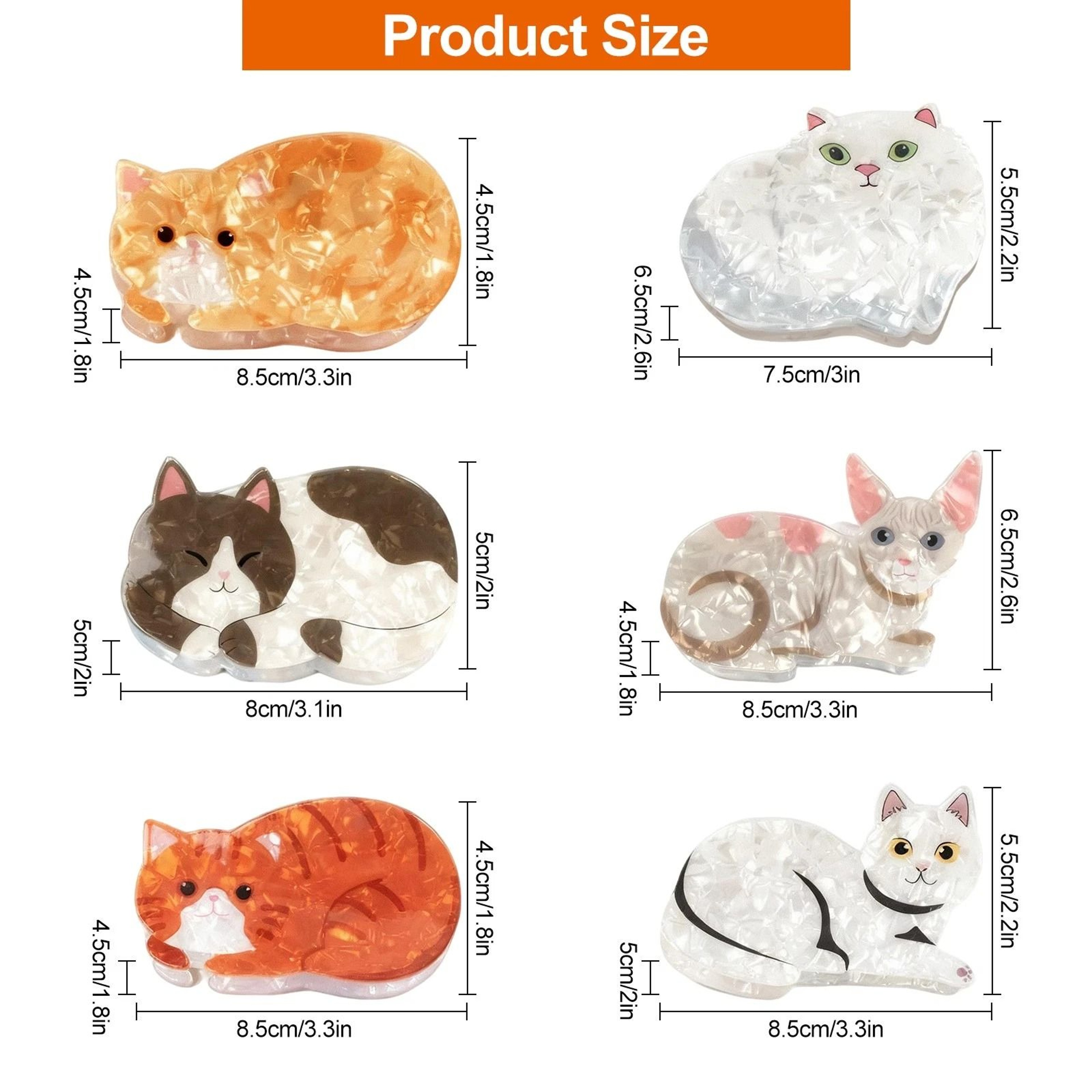Cute Cat Hair Clips For Women  Girls  PVC CatShaped Hair Clips Gift Set 4