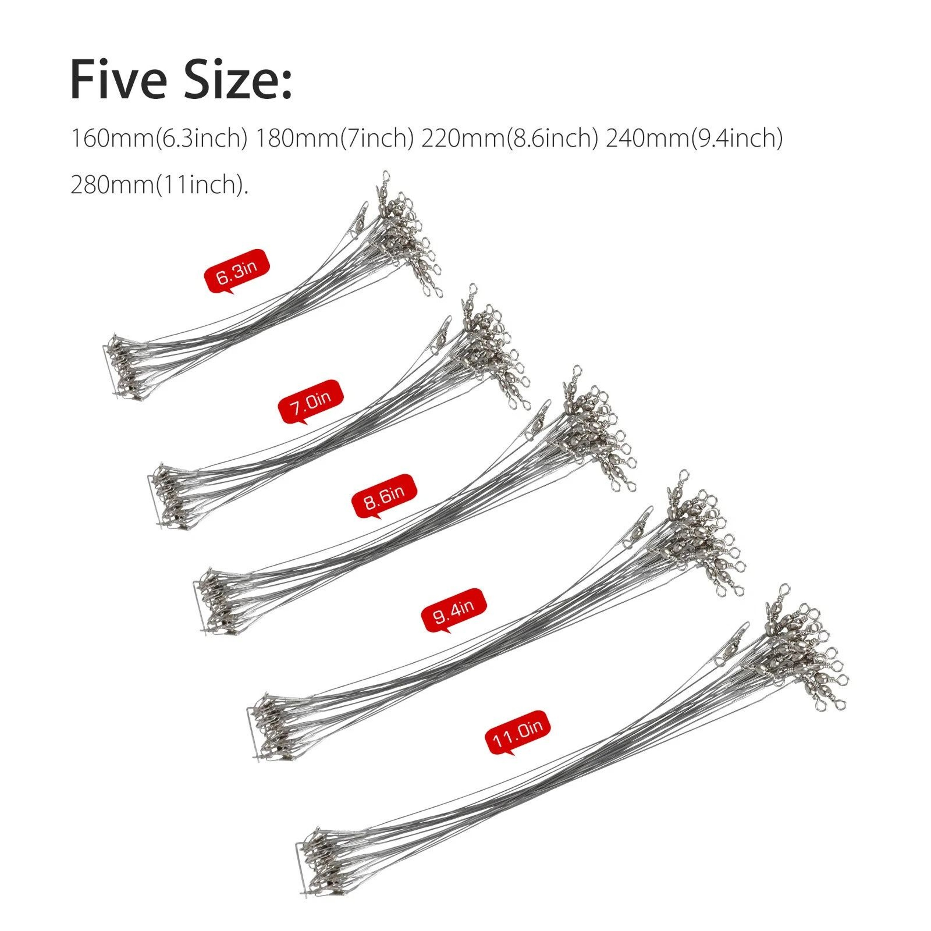 Stainless Steel Fishing Leader Wire  Fish Lure Trace Durable NylonCoated With Snap Hooks 7