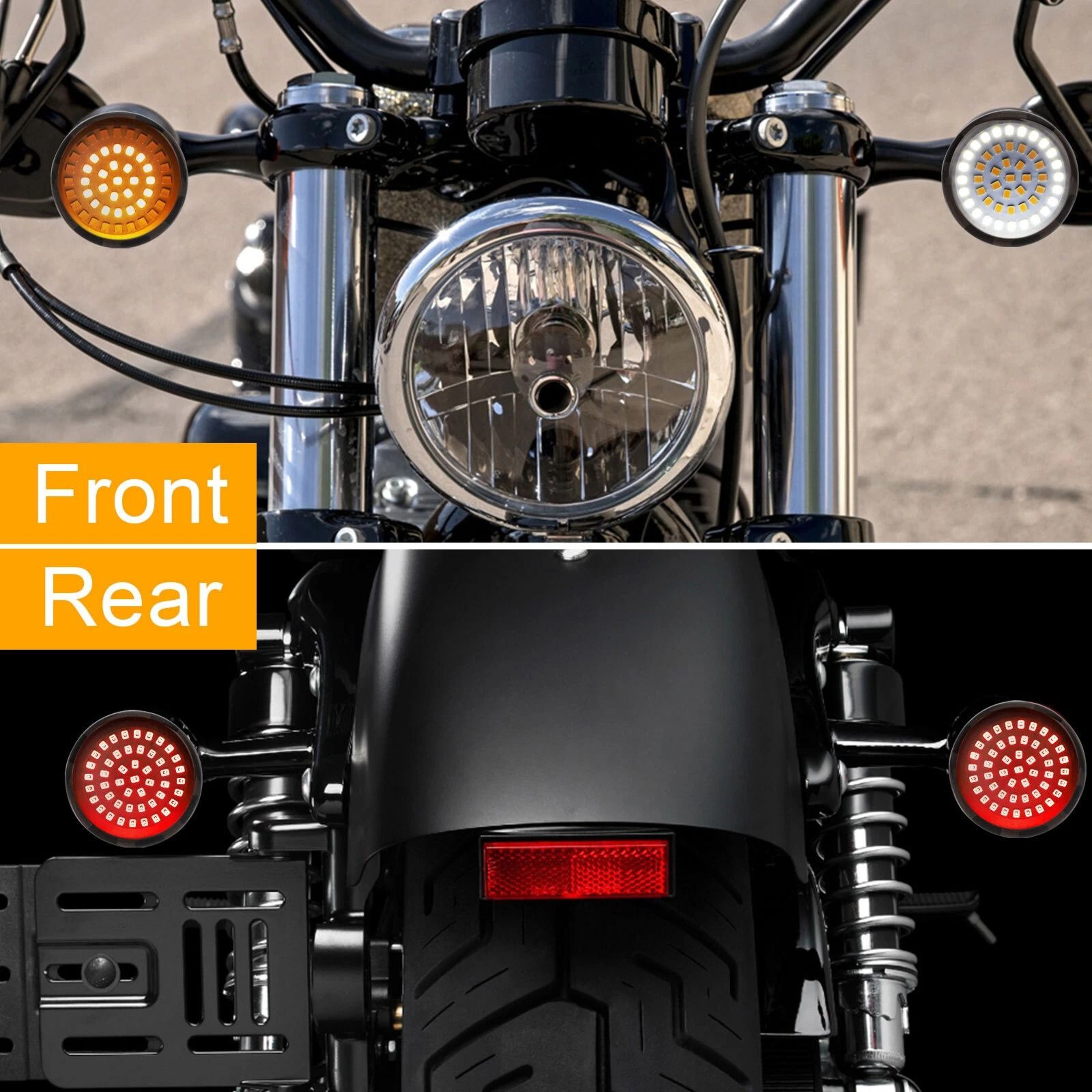 LED Bullet Turn Signal Lights With Smoke Lens For Harley  Front  Rear Fit 2