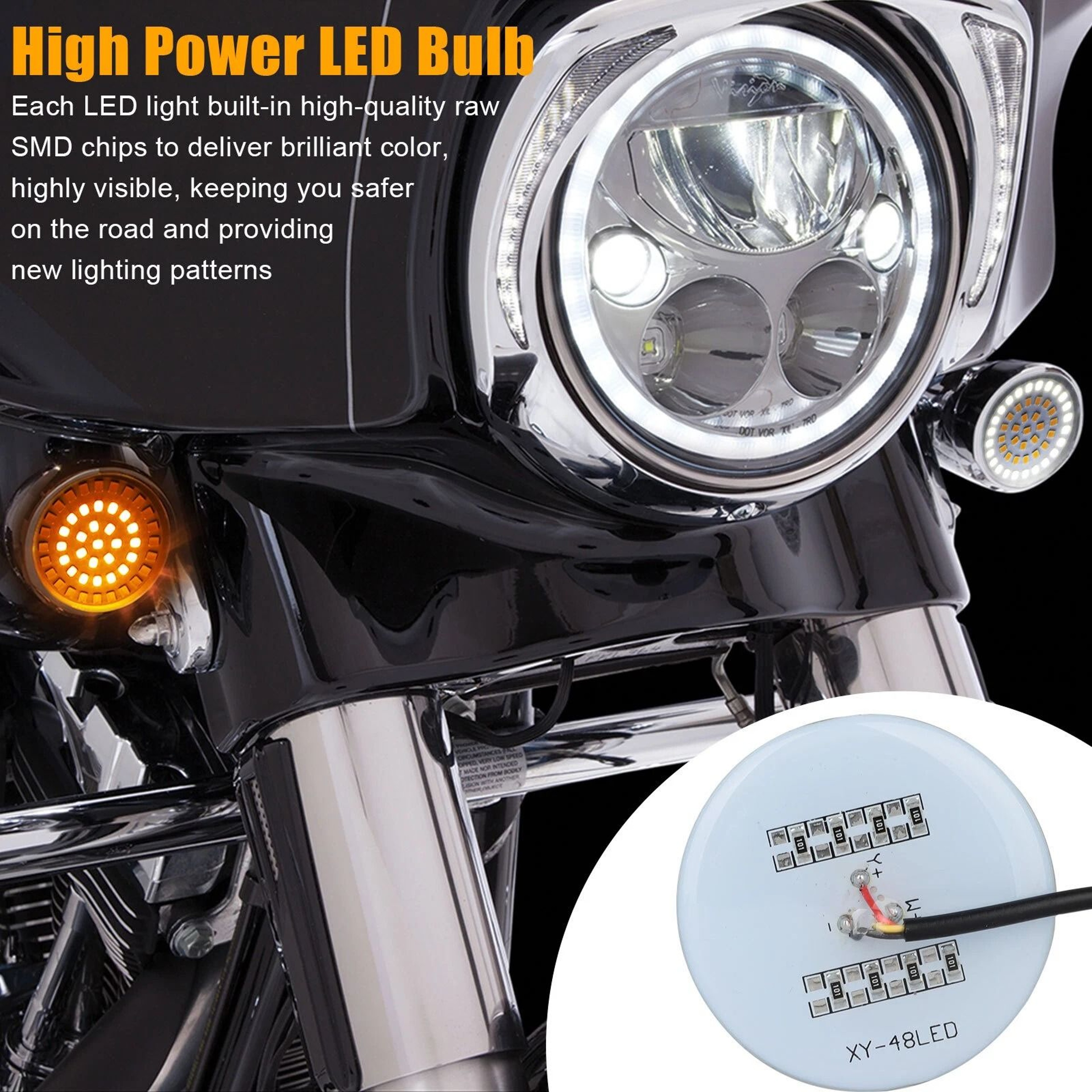 LED Bullet Turn Signal Lights With Smoke Lens For Harley  Front  Rear Fit 6