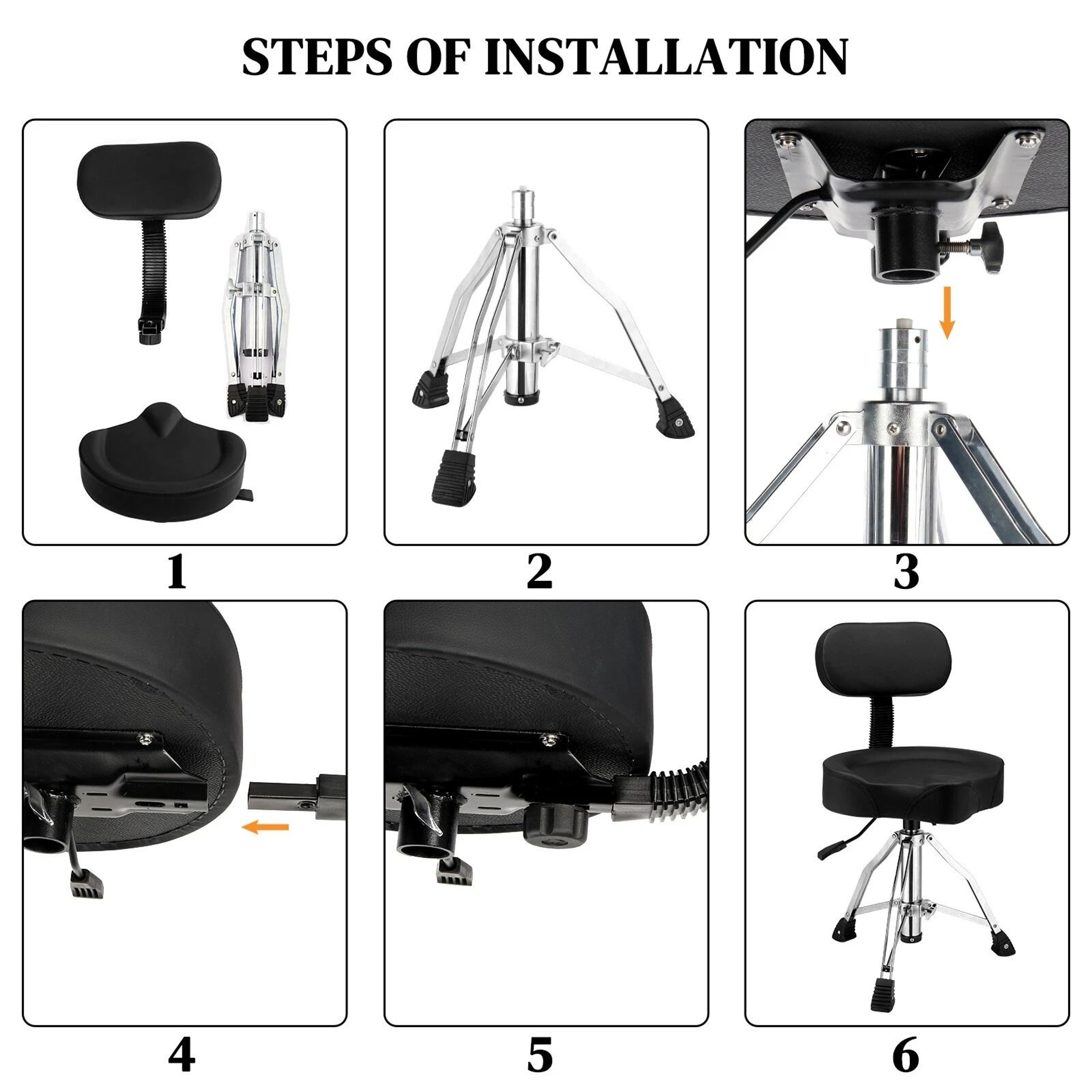 Adjustable Drum Throne With Backrest  Hydraulic Drum Stool For Drummers 6