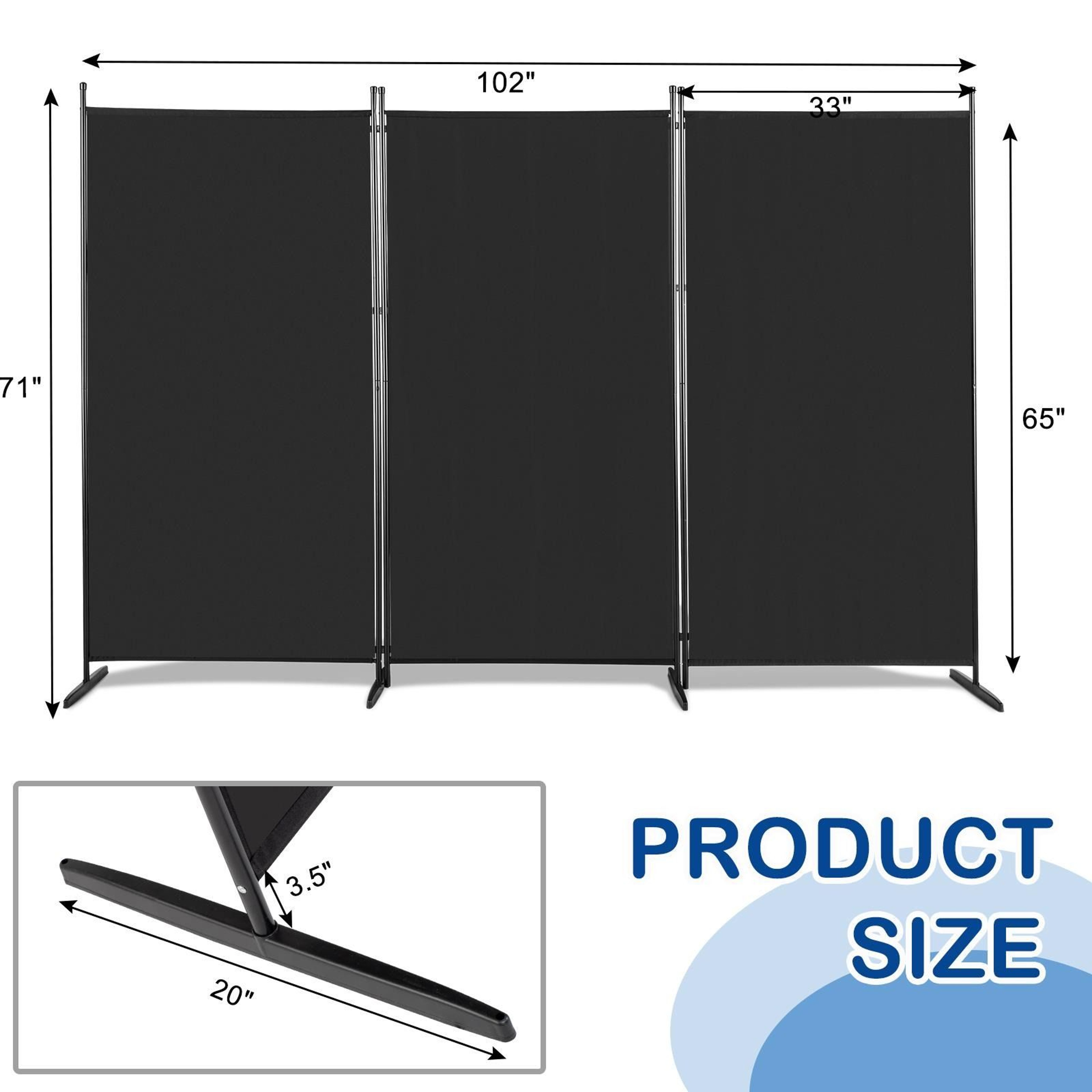 Room Divider Privacy Screens For Home Office  Folding Steel With Adjustable Panels 7