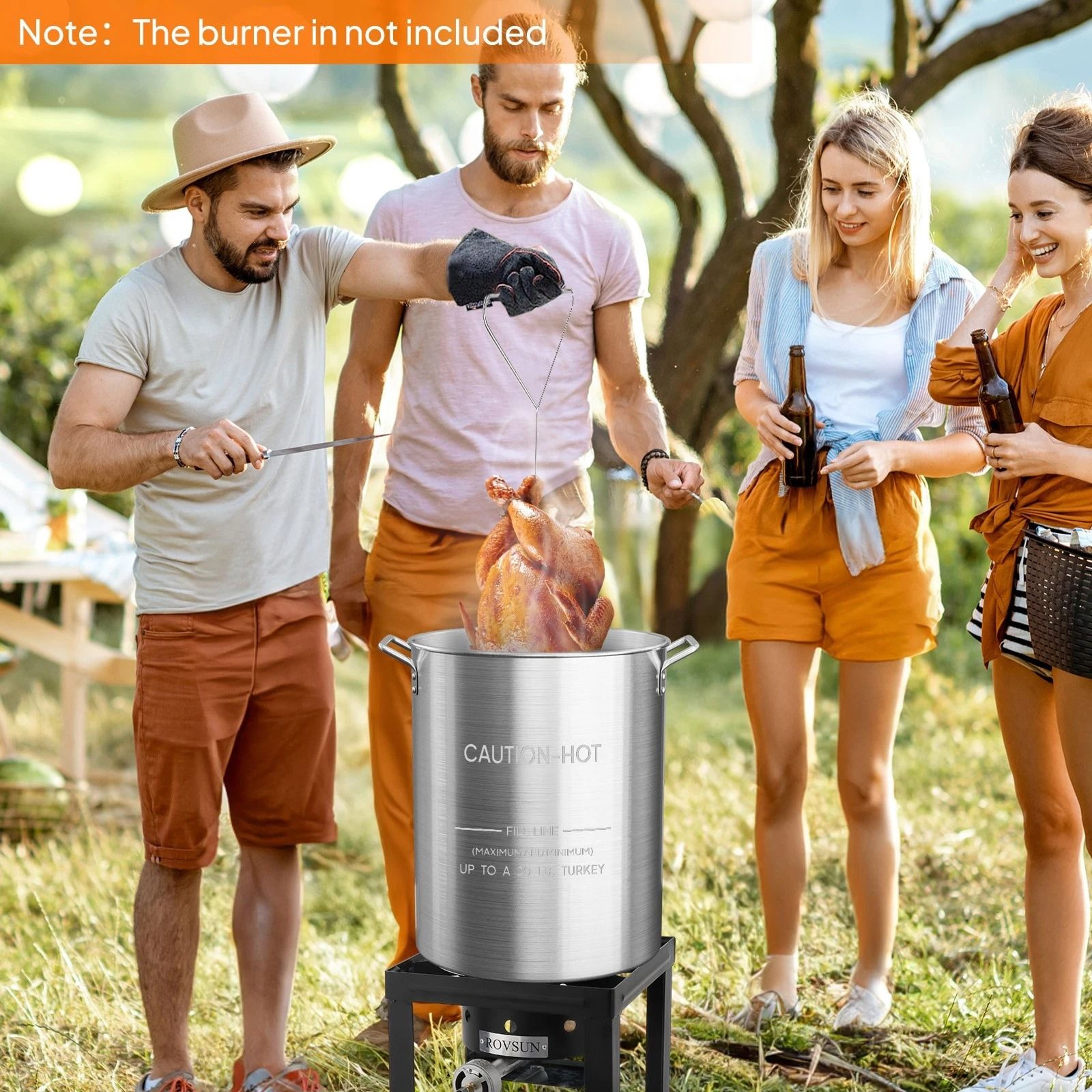 Aluminum Seafood Boil Pot With Strainer Basket And Lid  Ideal For Outdoor Cooking 1