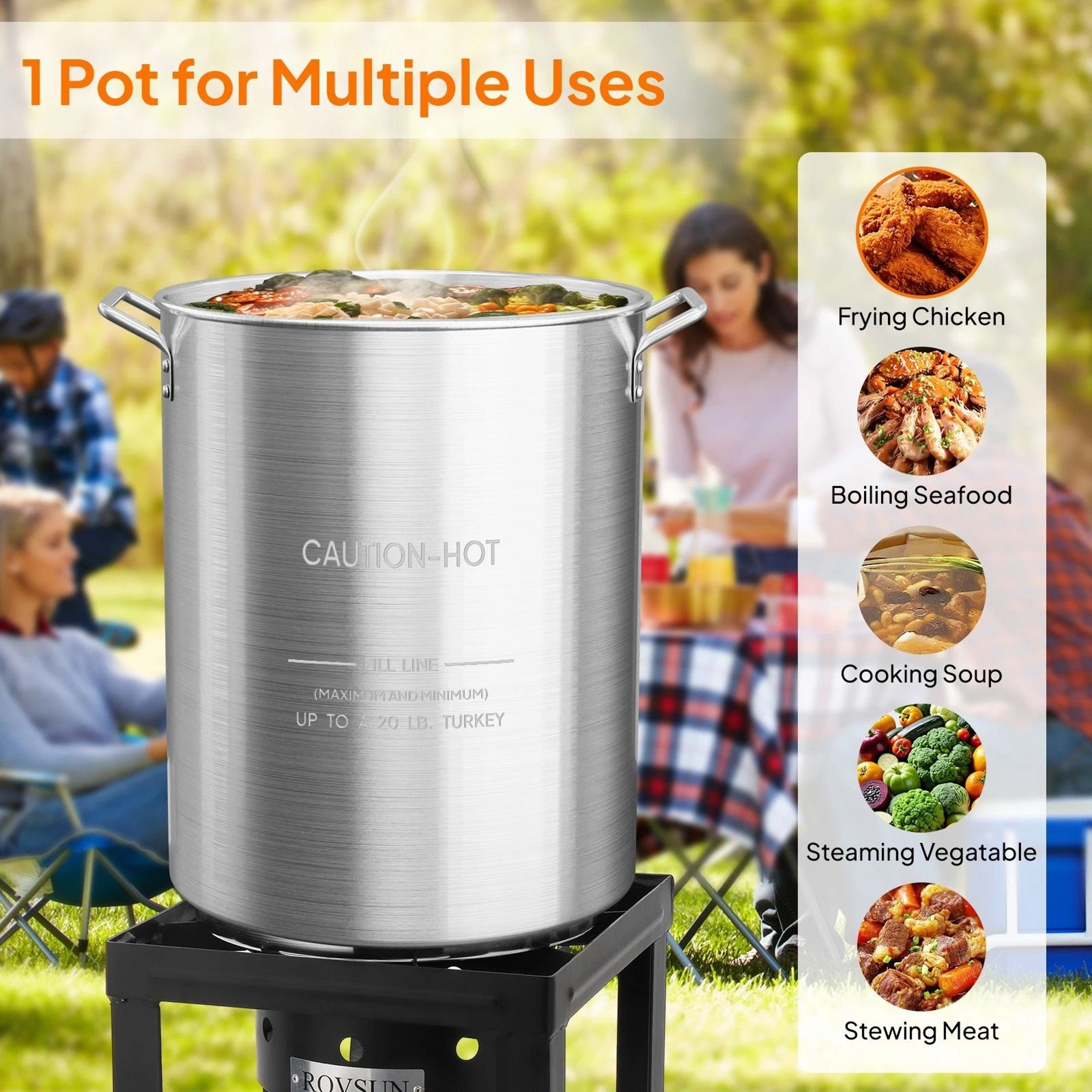 Aluminum Seafood Boil Pot With Strainer Basket And Lid  Ideal For Outdoor Cooking 8