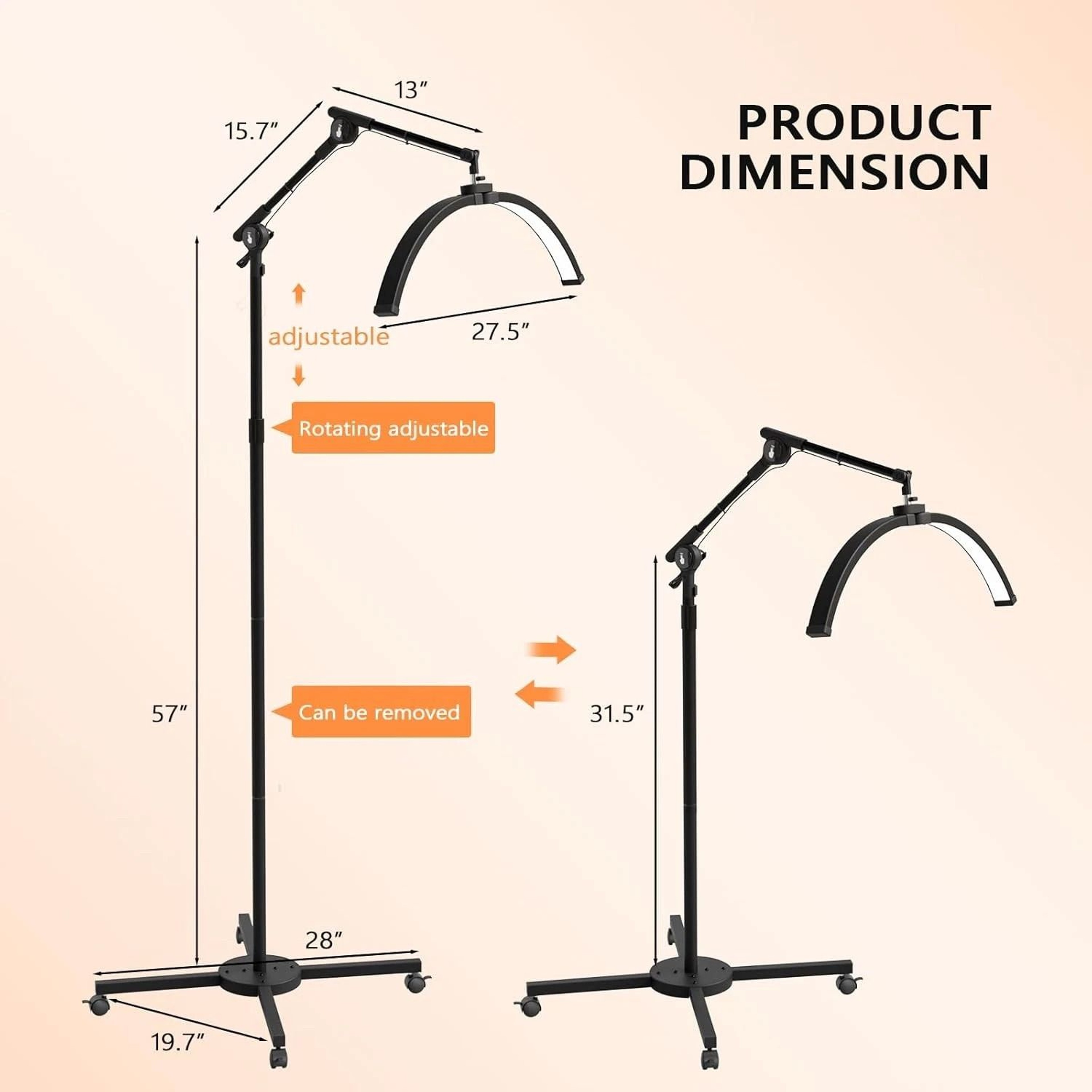 Professional Salon Floor Lamp Lockable Casters Adjustable Brightness For Nail  Beauty Work 5