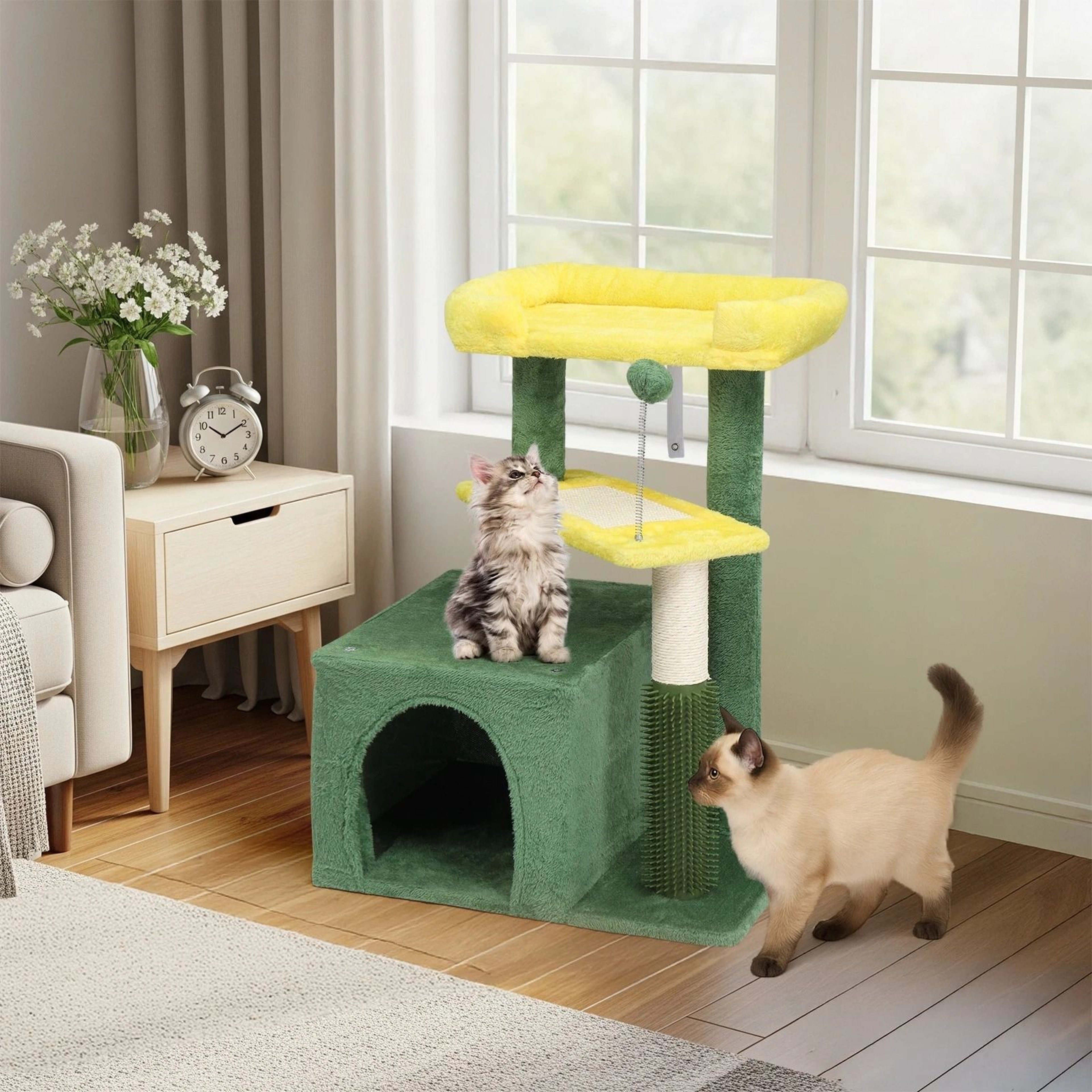 Indoor Cat Tree Tower With Scratching Post Toy Ball  Cozy Condo  Perfect For Play  Rest 0