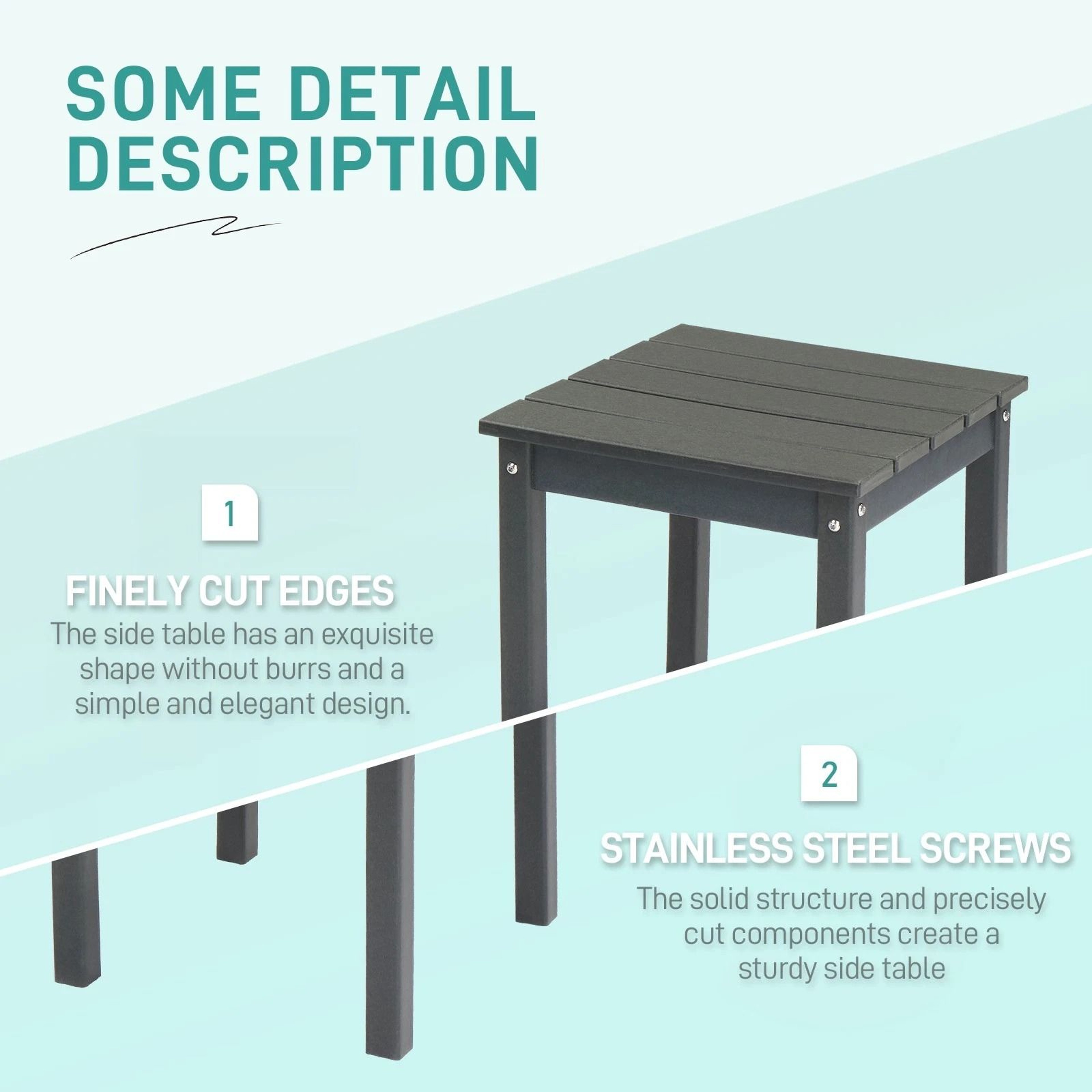 WeatherResistant Garden Square Side Table  Durable Compact Outdoor End Table 4