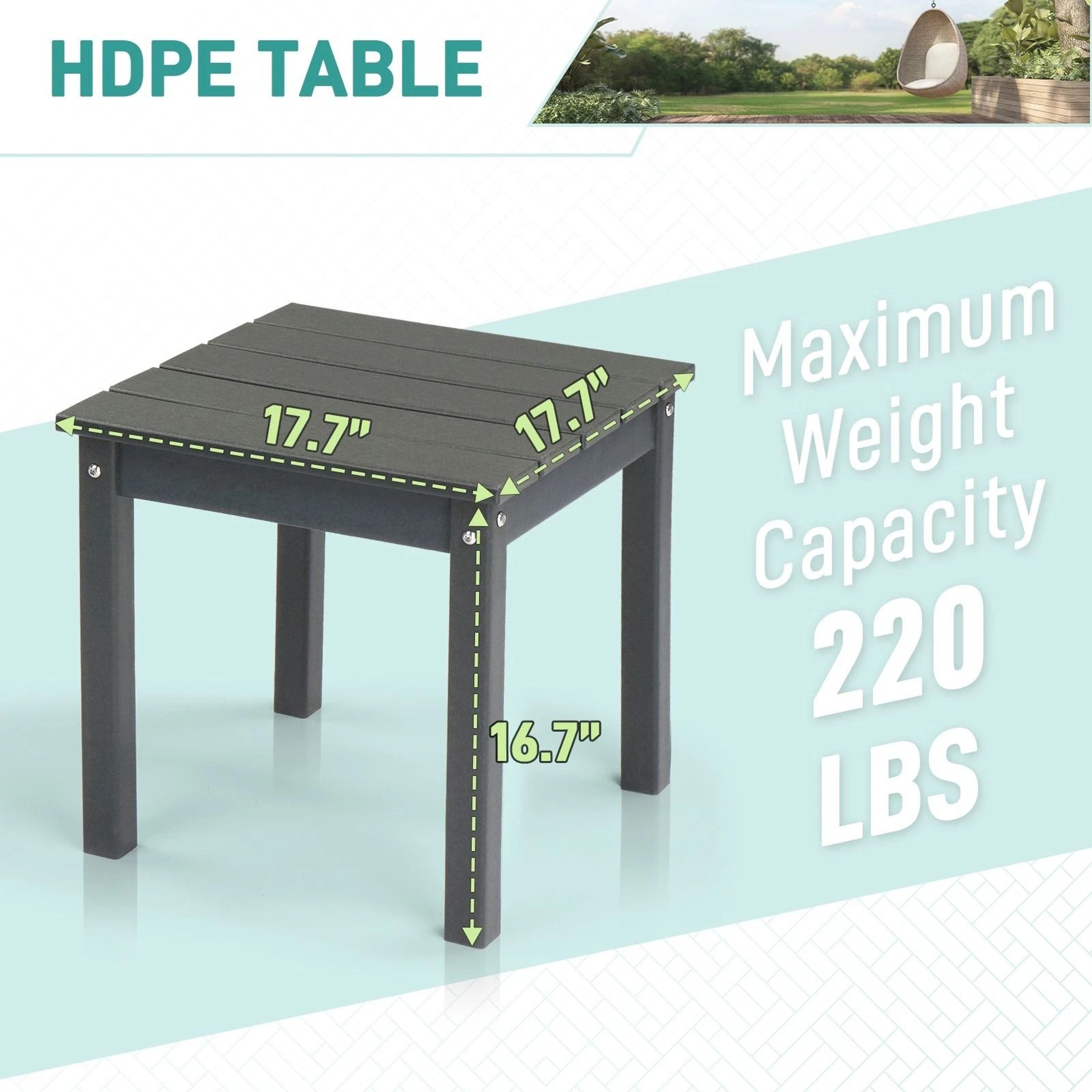 WeatherResistant Garden Square Side Table  Durable Compact Outdoor End Table 5