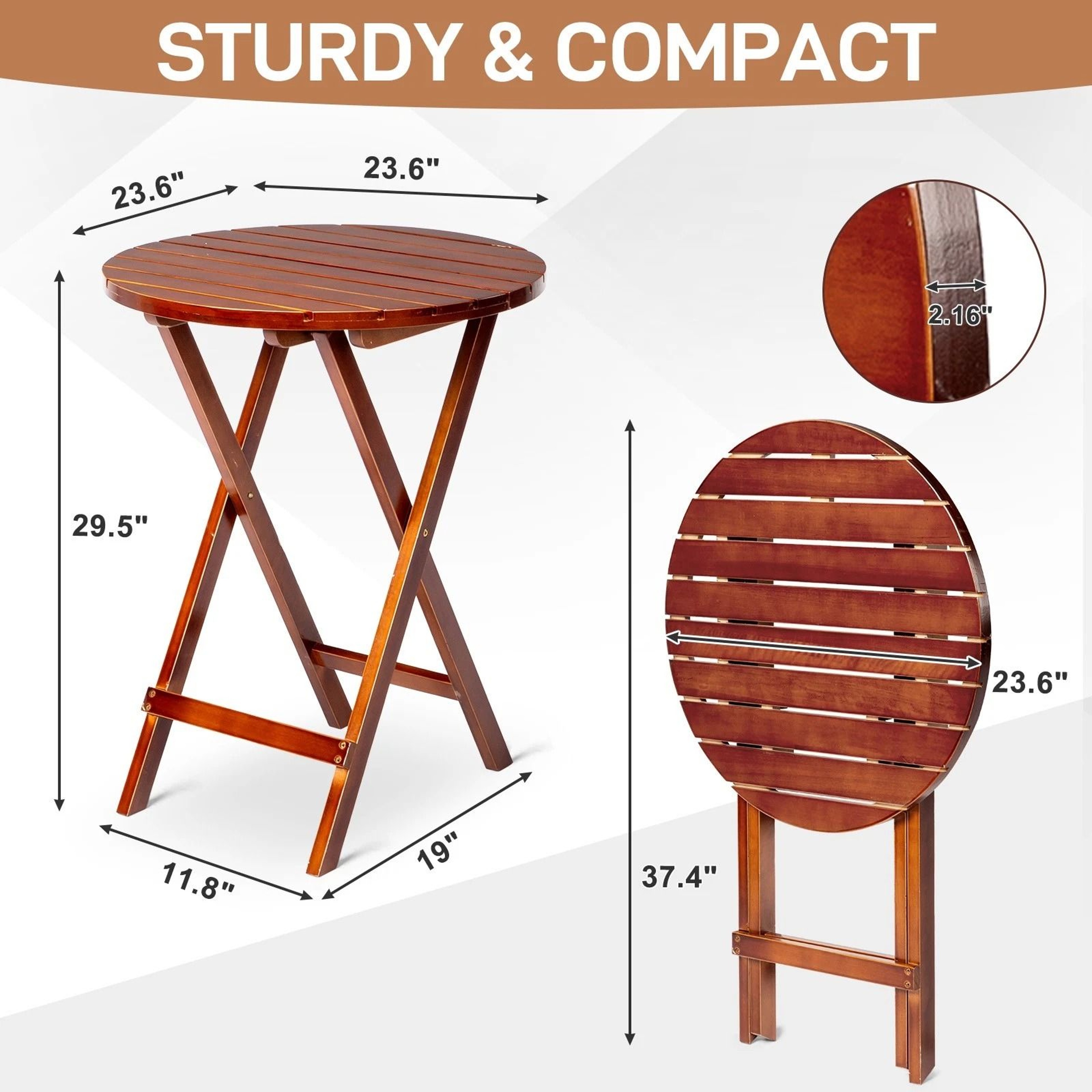 Teak Wooden Folding Side Bistro Table  Versatile Garden Table Round Patio Table 6