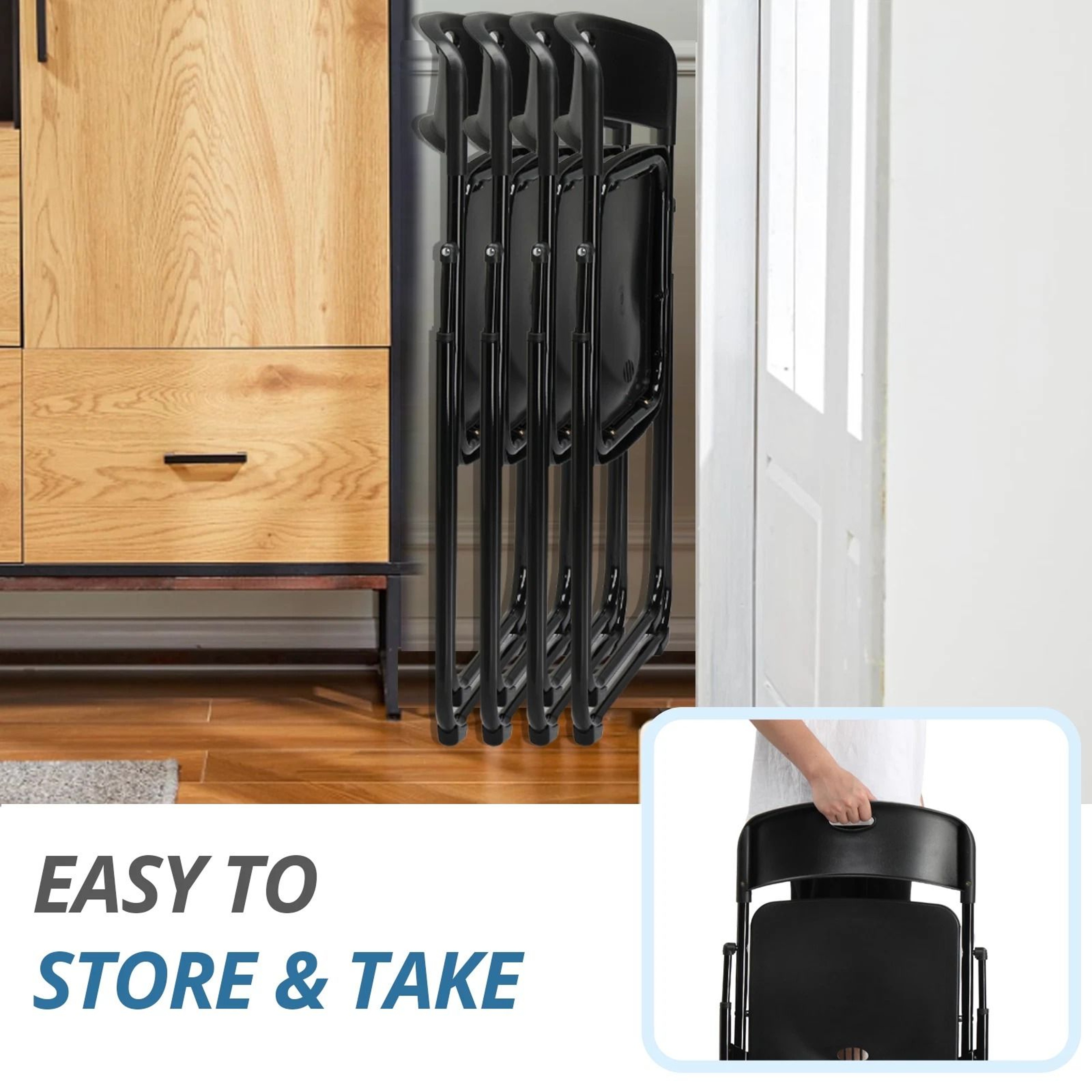 Heavy Duty Plastic Folding Chair With Reinforced Steel Frame  Portable And WeatherResistant 2