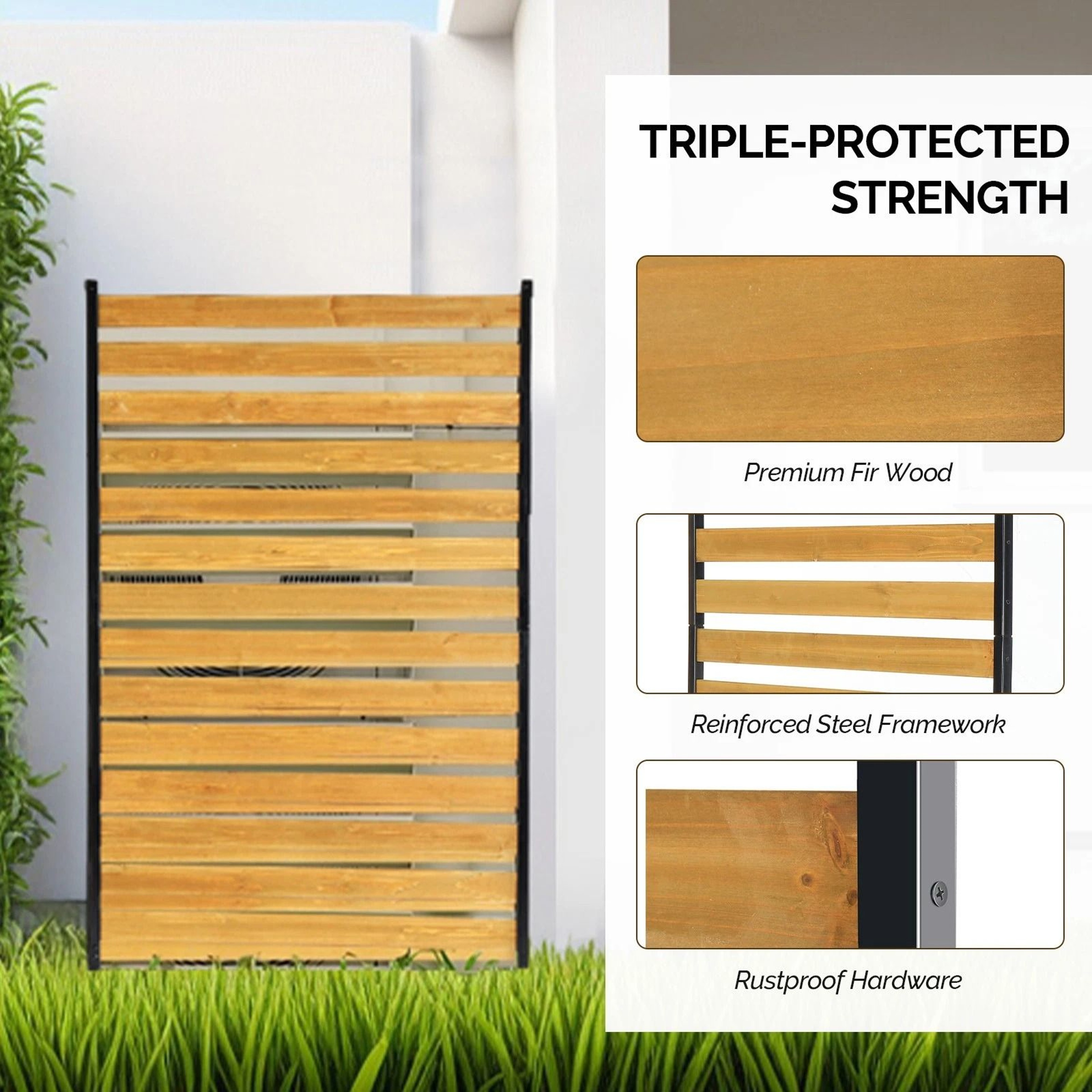Divided Style Splicing Plain Fir Wooden Fence  Outdoor Garden Panel 7