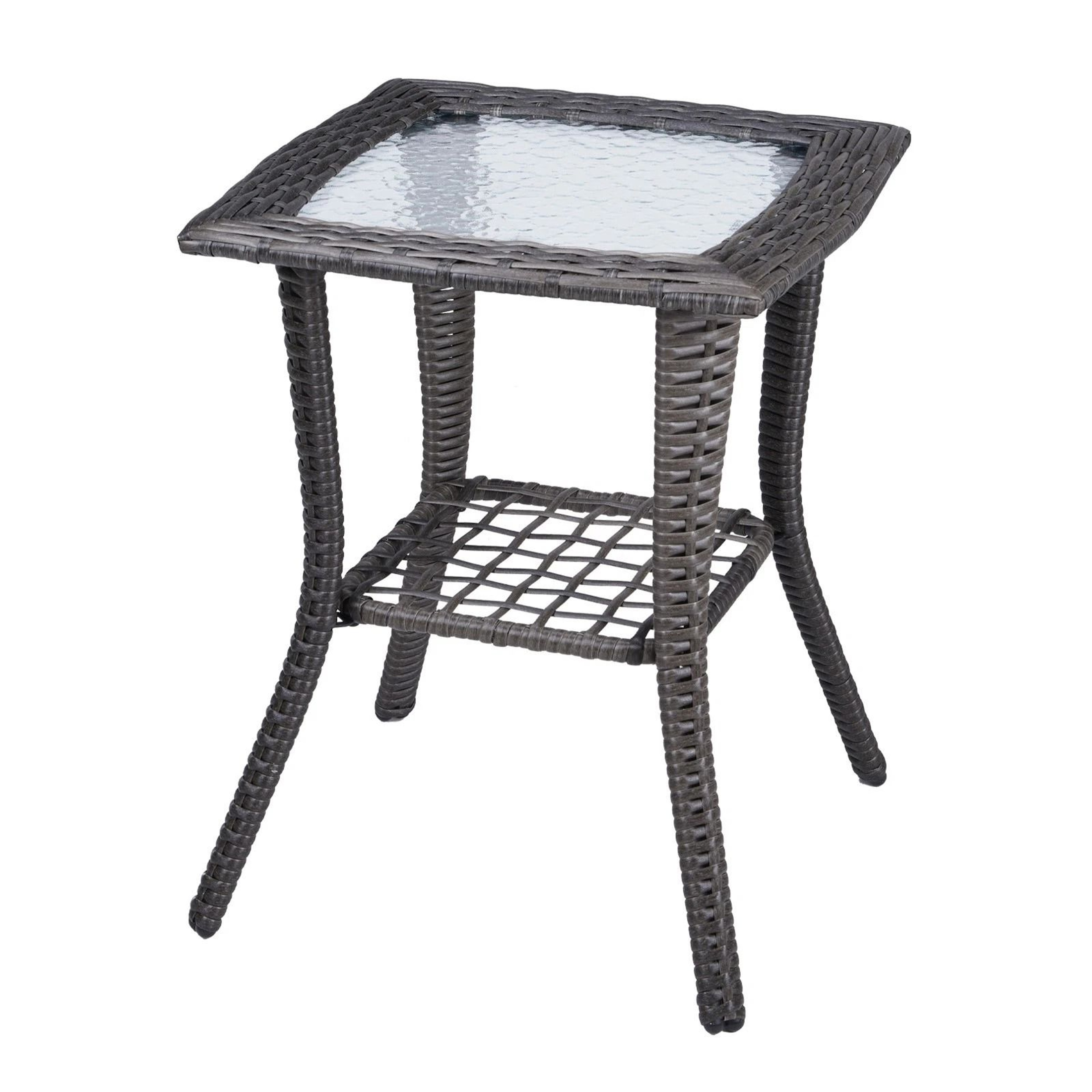 Outdoor Side Table For Patio Porch  Balcony  AllWeather Coffee Bistro Table With Storage  Easy Asse 4