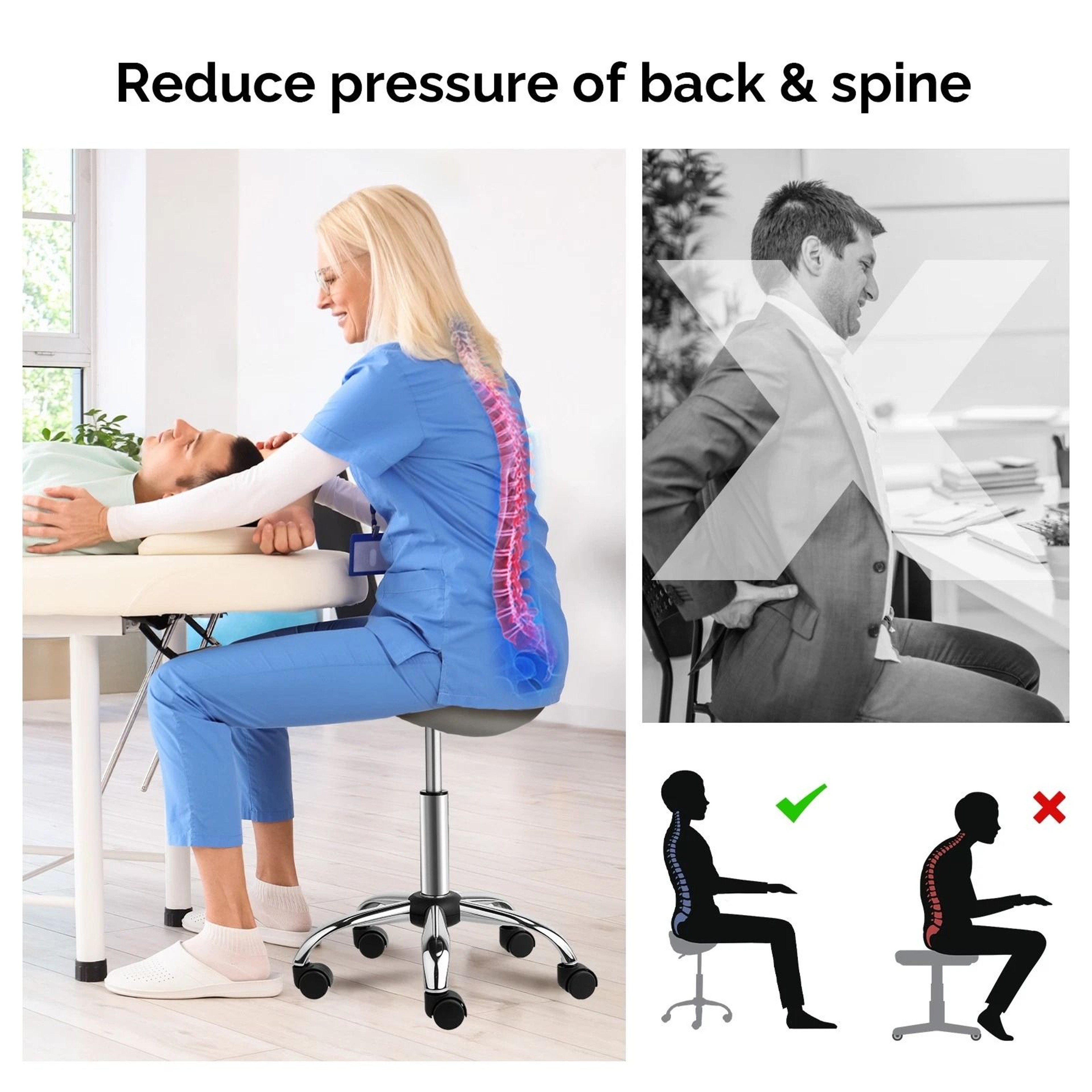 Adjustable Saddle Stool Rolling Chair  Hydraulic Stylist Cutting Stool For Salon  Office Use 1