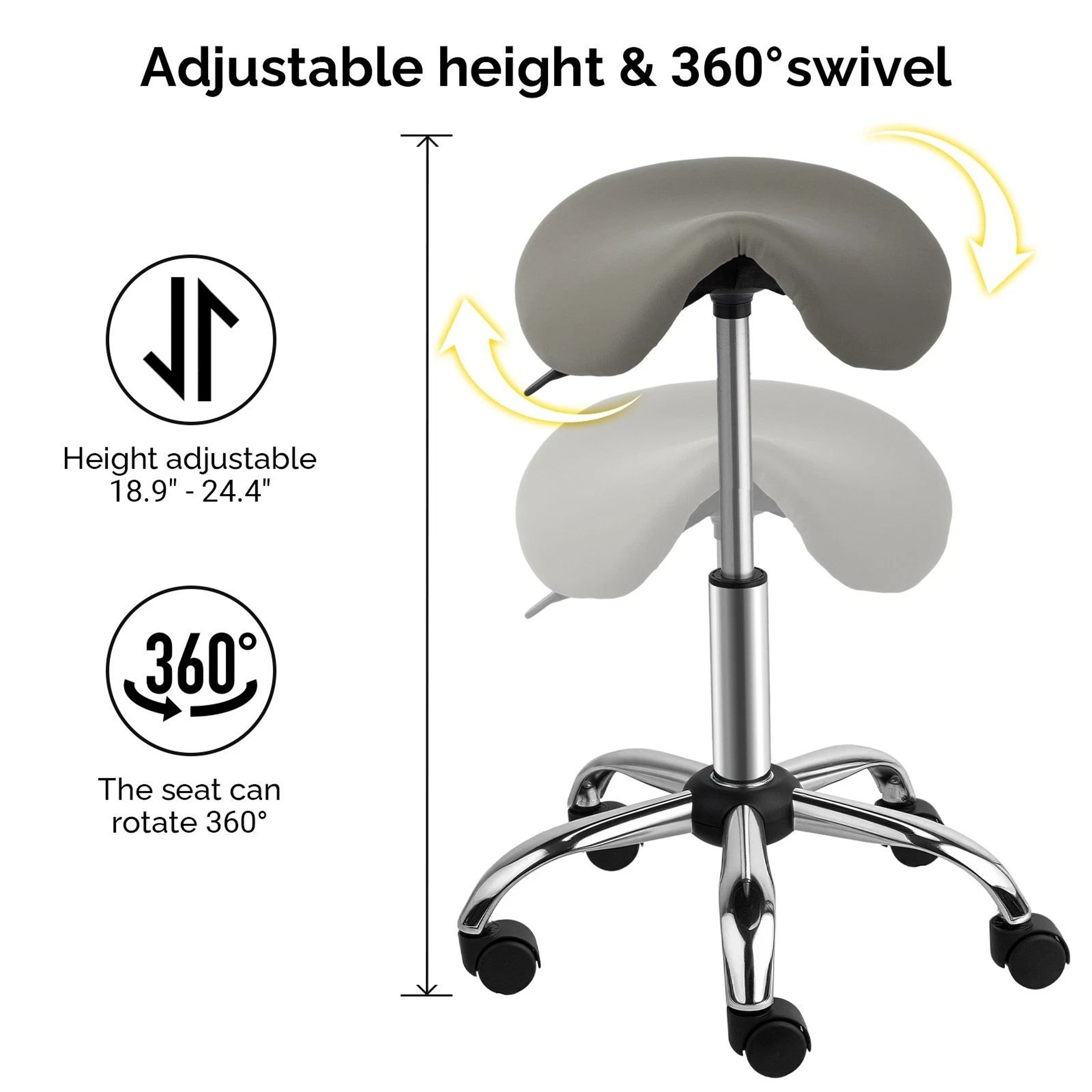 Adjustable Saddle Stool Rolling Chair  Hydraulic Stylist Cutting Stool For Salon  Office Use 6