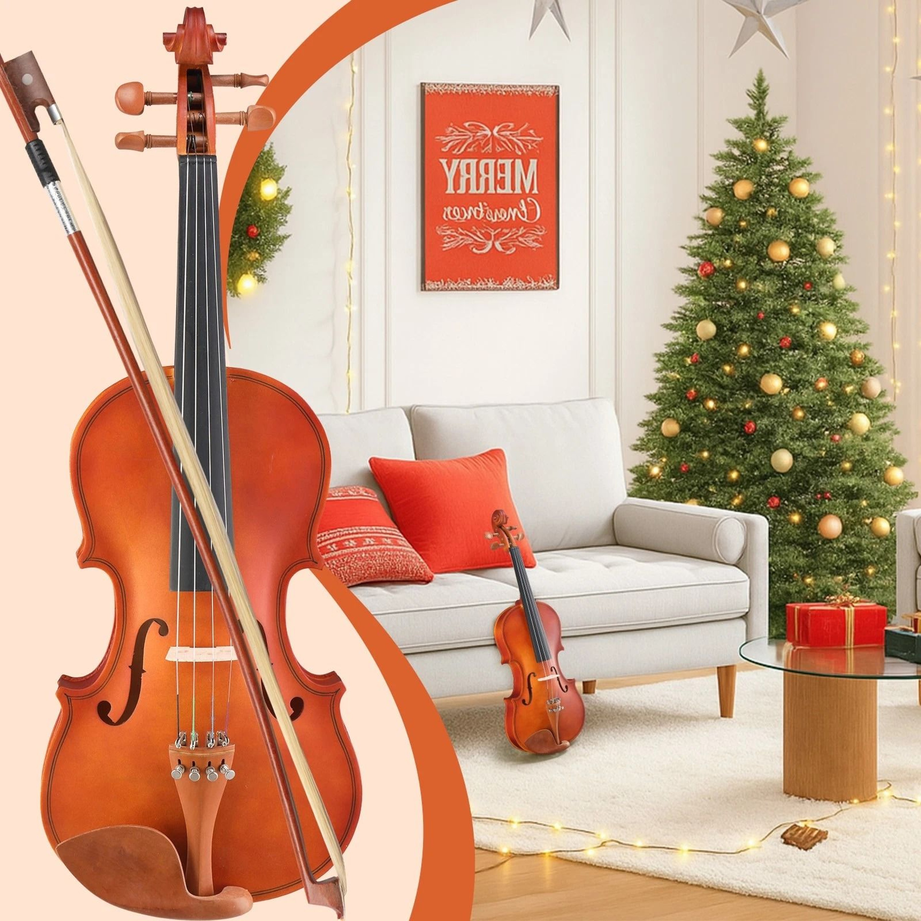 Natural Maple Violin Set With Case Bow  Strings  Ideal For Beginners 4