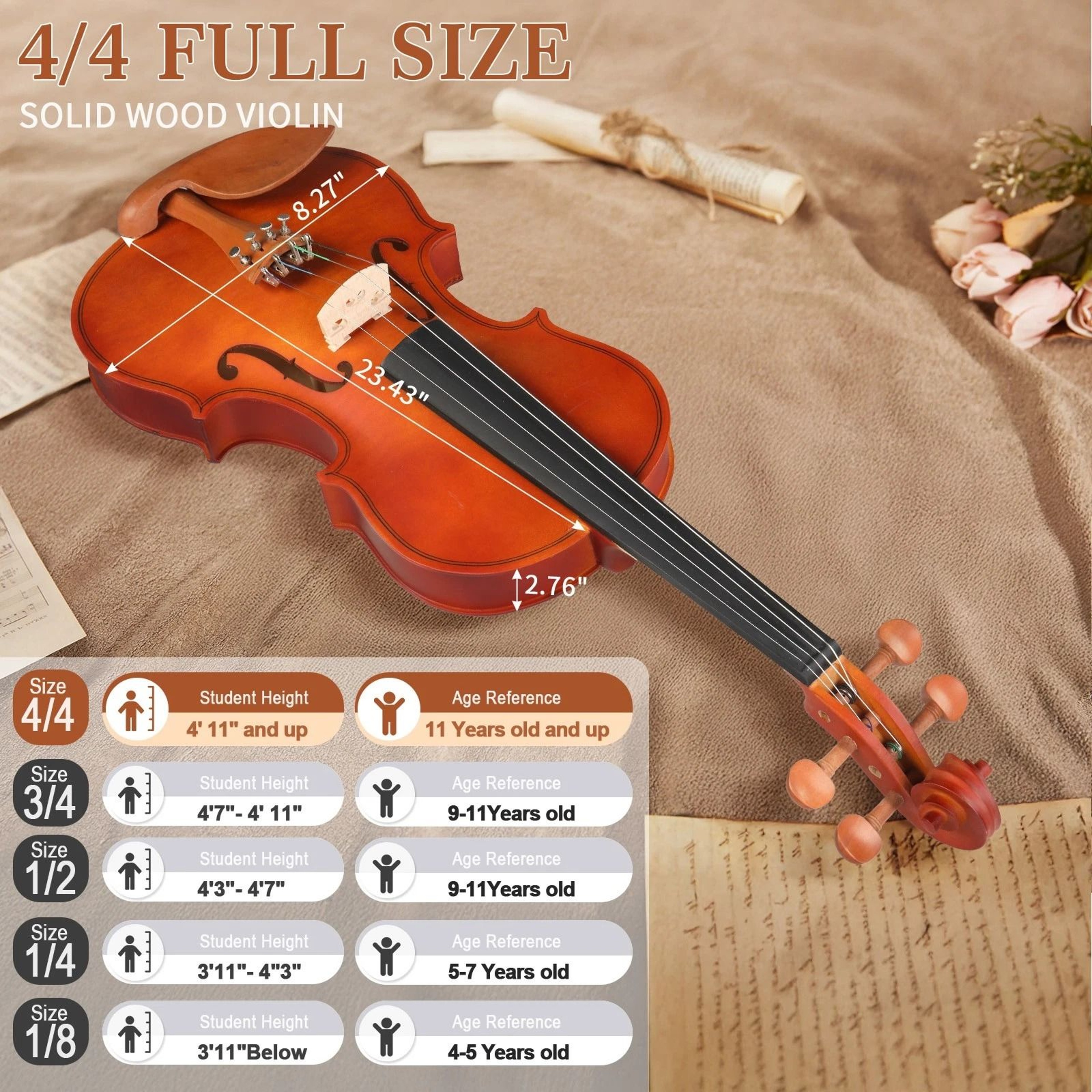 Natural Maple Violin Set With Case Bow  Strings  Ideal For Beginners 5