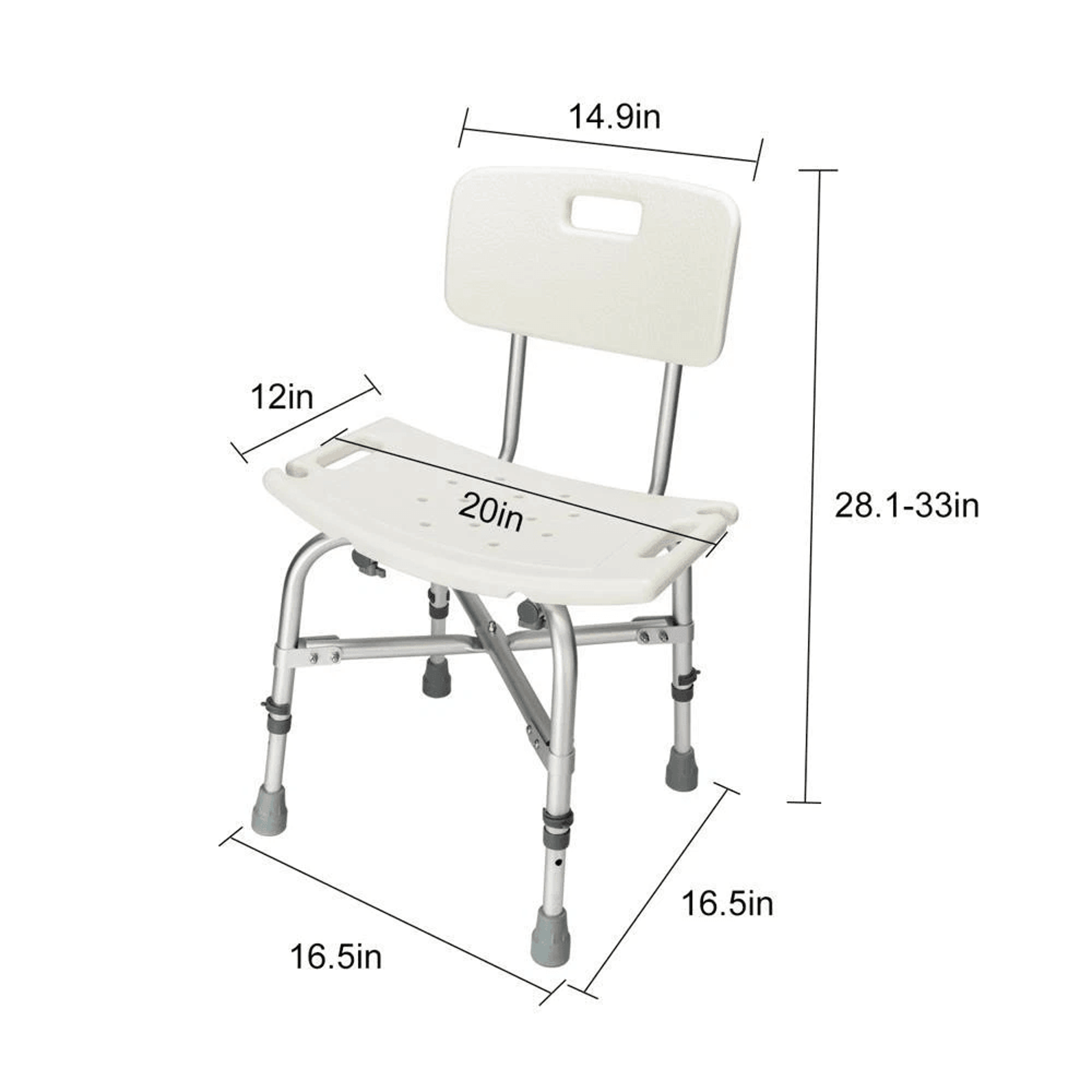 Heavy Duty Shower Chair With Back  Adjustable Bath Seat For Elderly  Bariatric Use 8