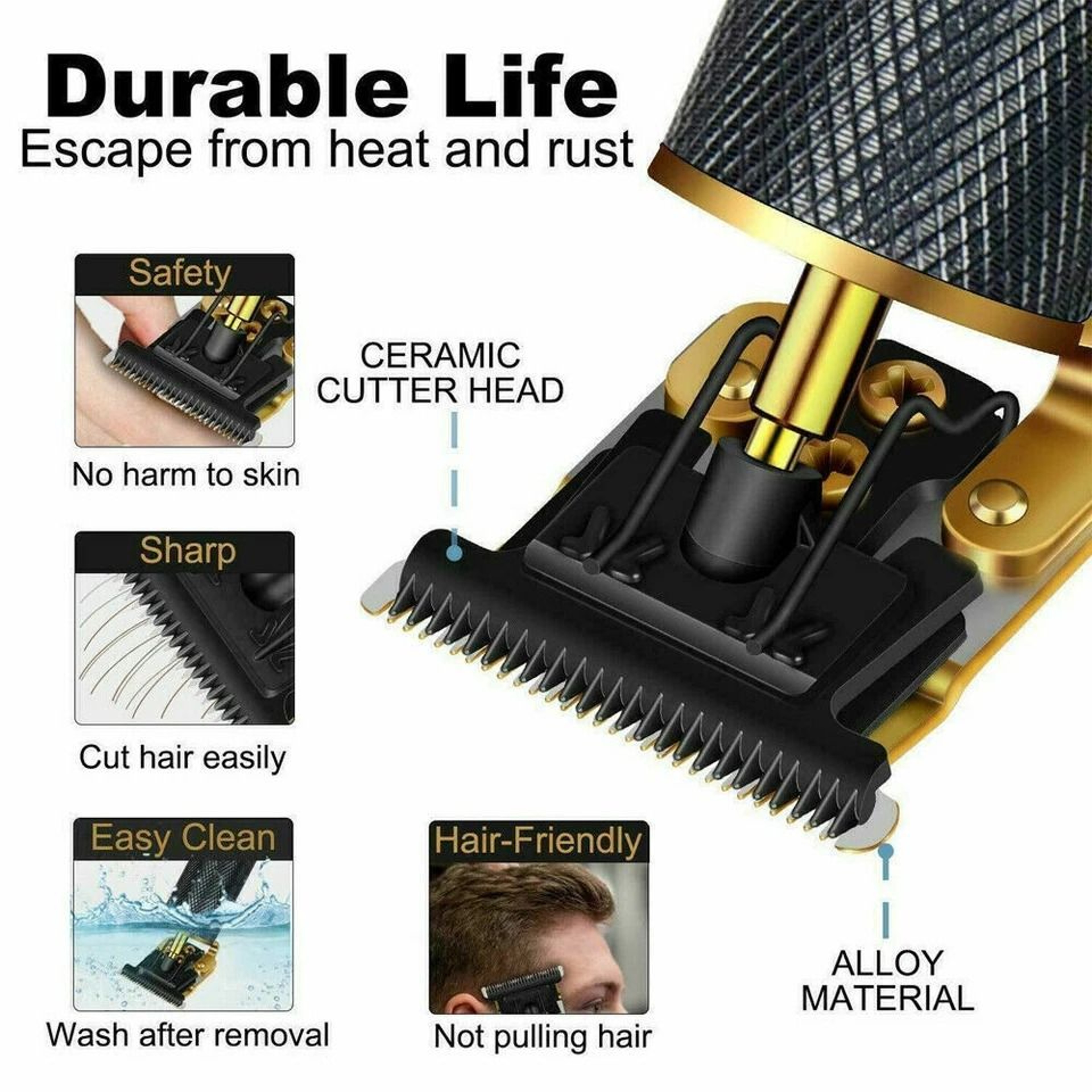 Professional USB Rechargeable Cordless Trimmer  Hair Clippers Kit 16