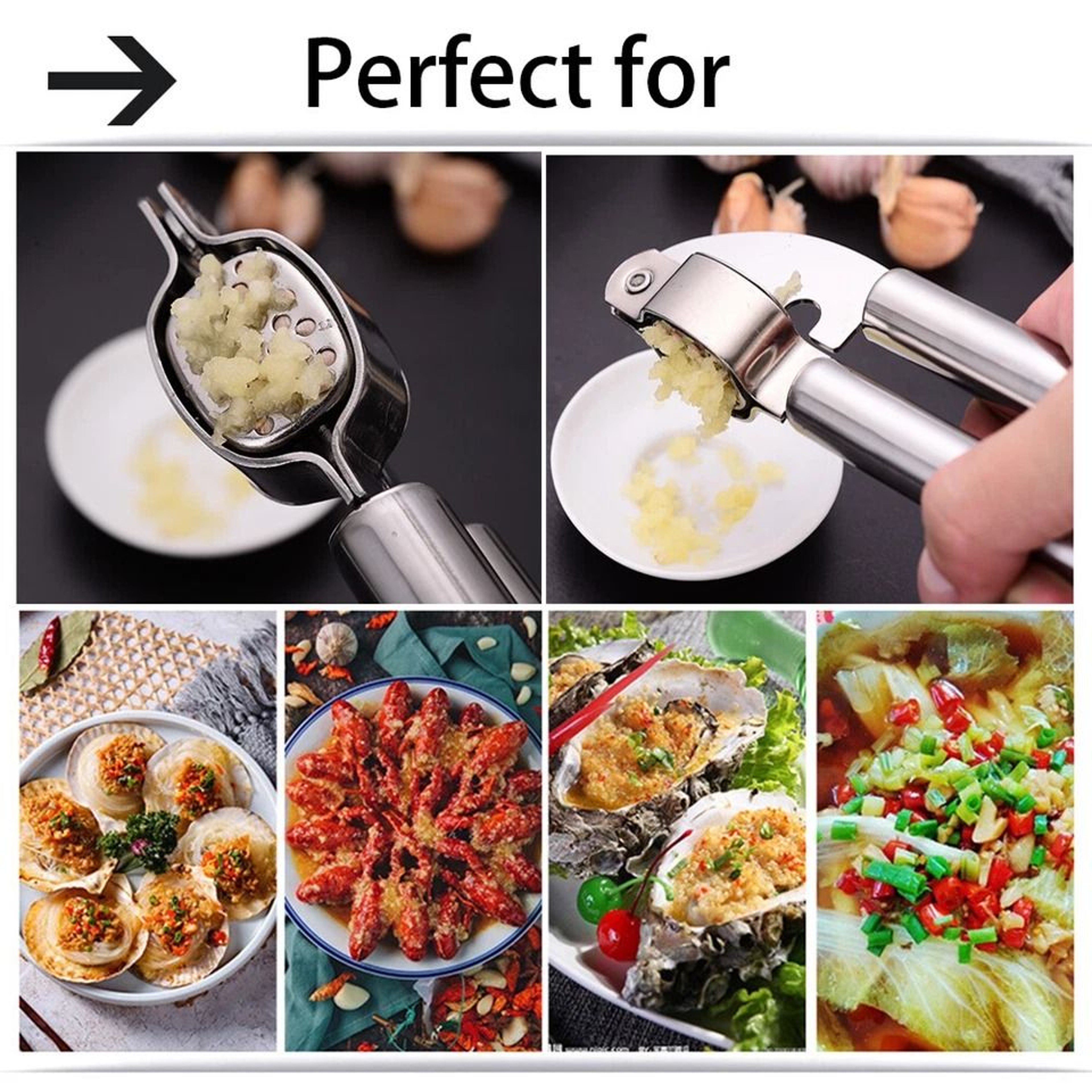 Stainless Steel Professional Garlic Press  EasytoUse Durable Crusher 2