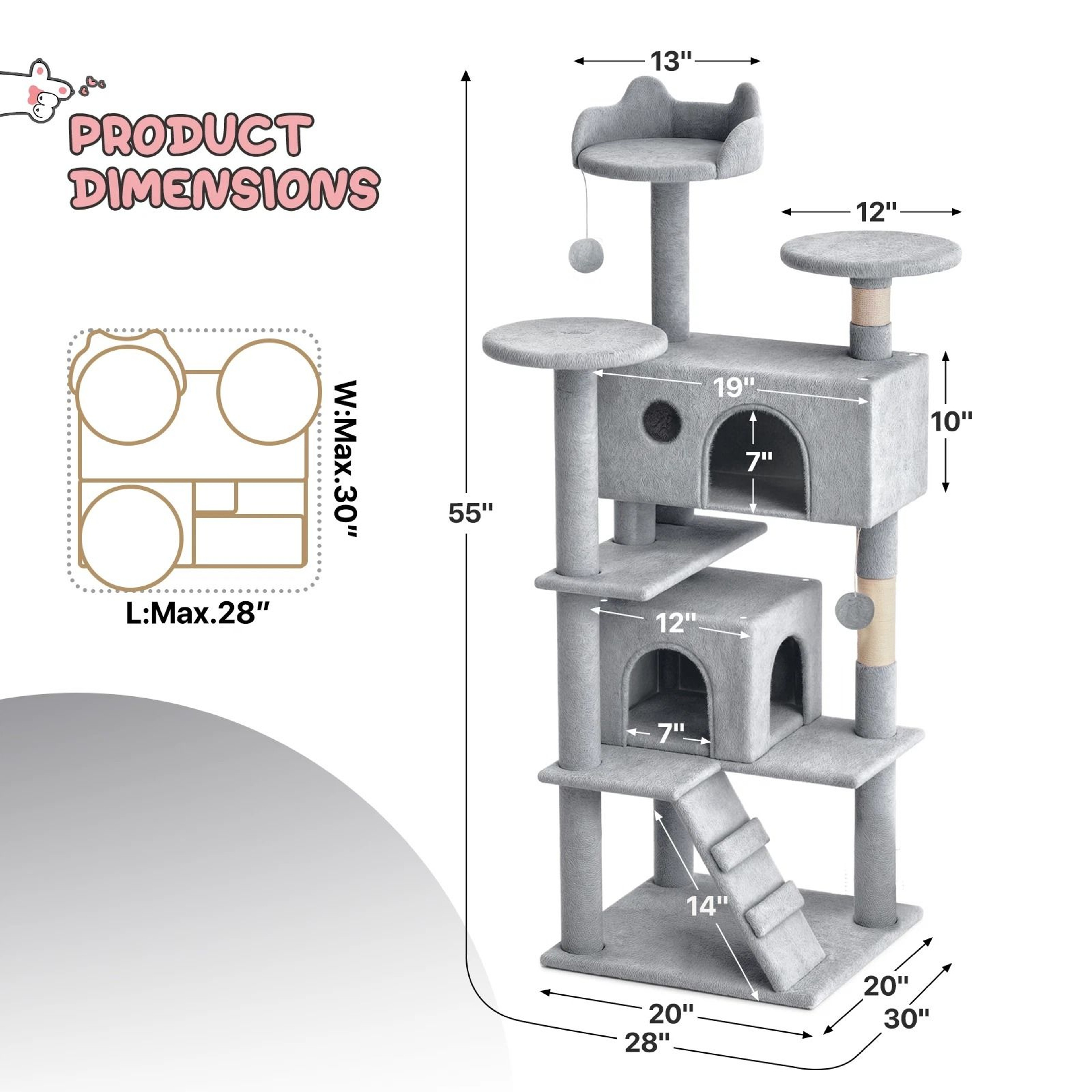 MultiLevel Cat Tree Tower With Scratching Posts  Sturdy Kitten For Rest And Play 7