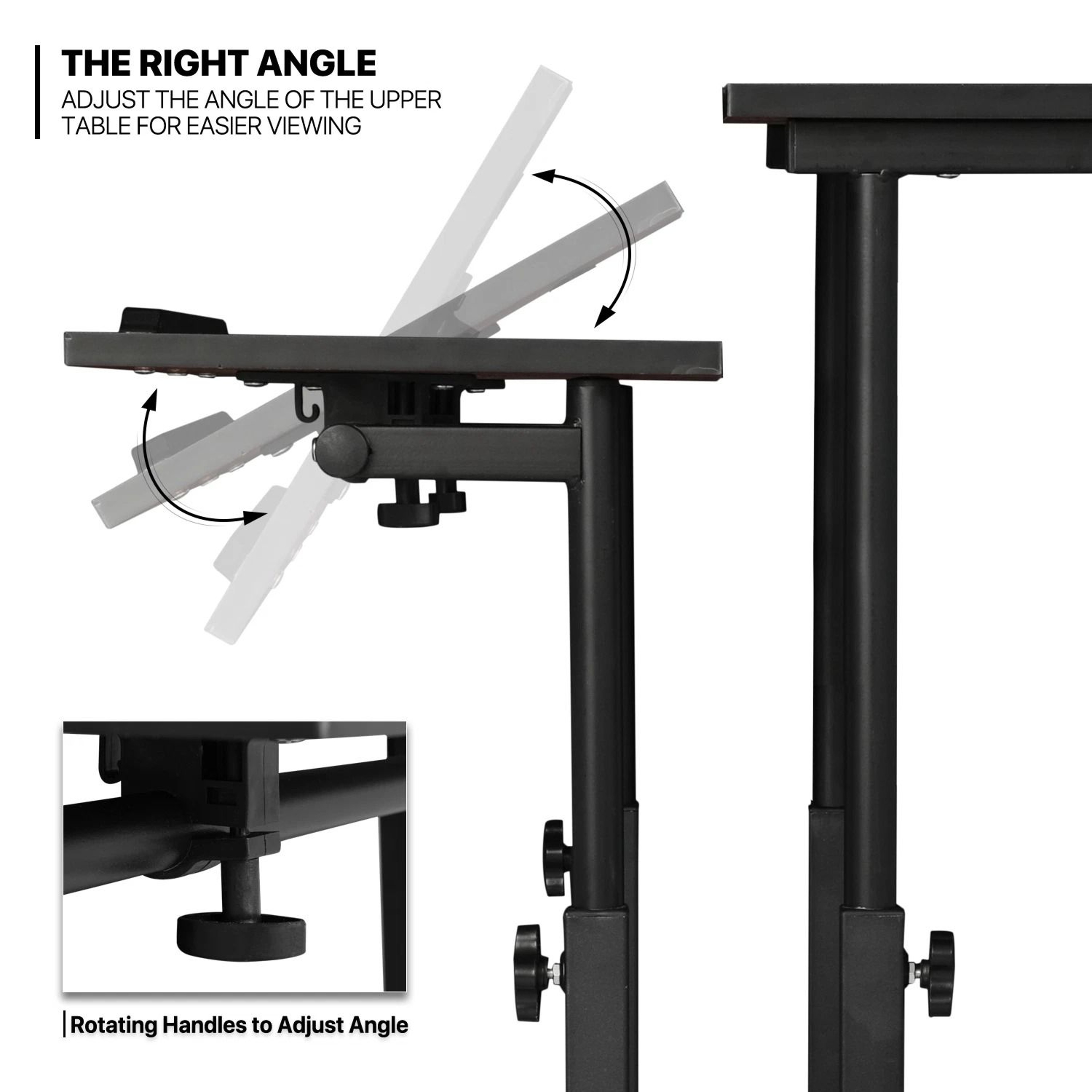 Rolling Adjustable Height Laptop Desk With Mouse Tray And CPU Stand  Portable Workstation PC Table 7