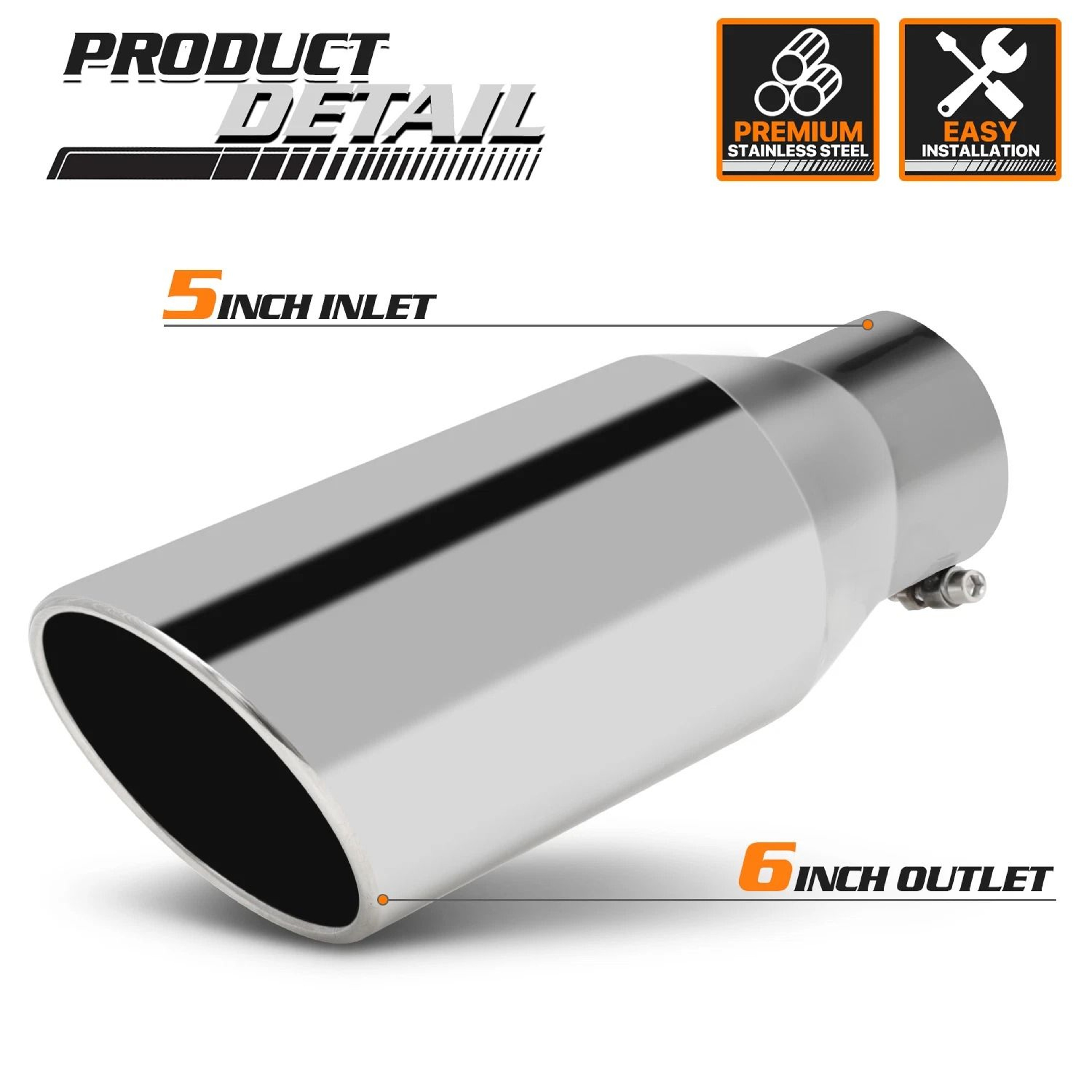 Chrome Slant Exhaust Pipe Tail Muffler  Diagonal Cut Roll Tip For Enhanced Vehicle Performance 6