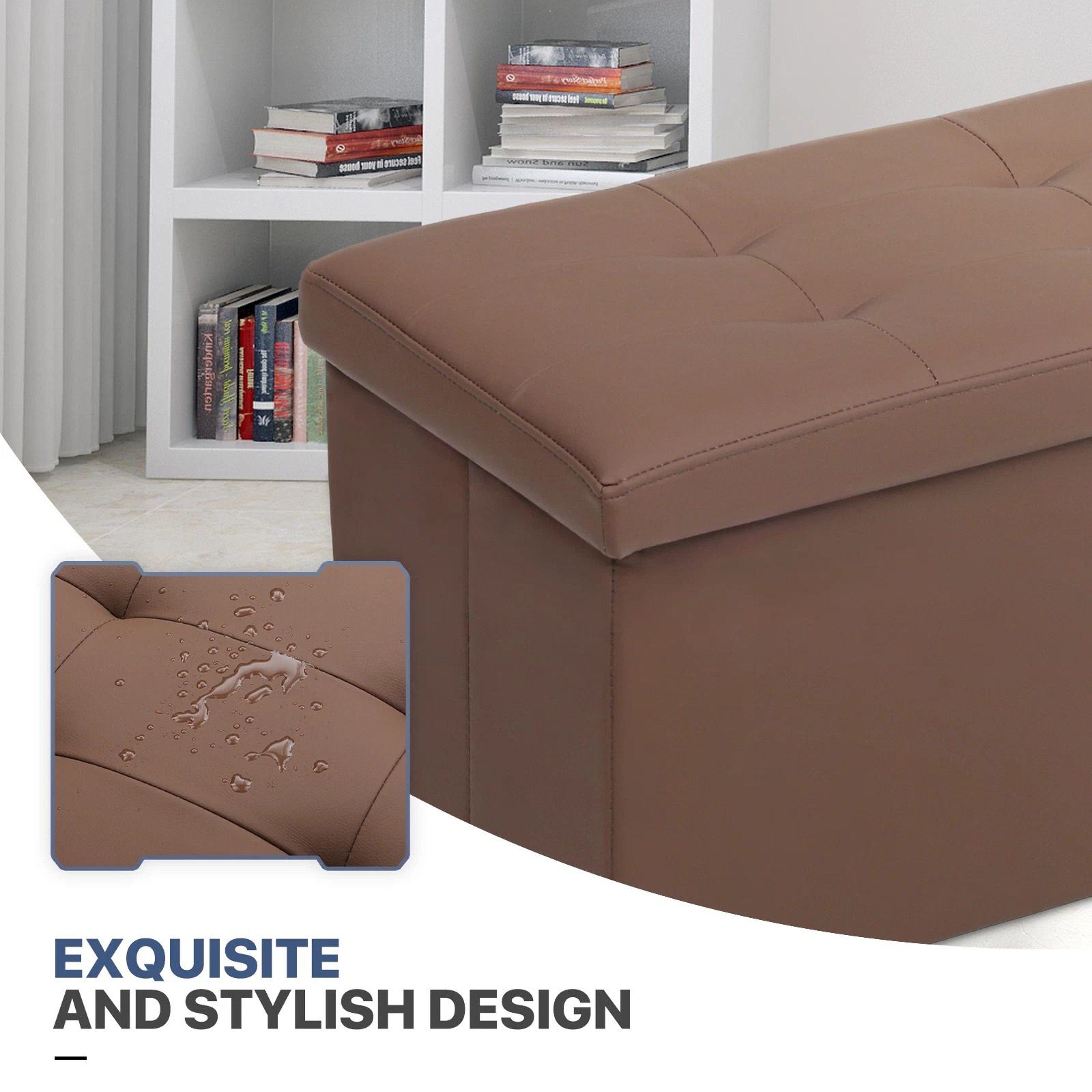 Fabric Storage  PU Leather Upholstered Lift Top Footrest With Ample Storage 3
