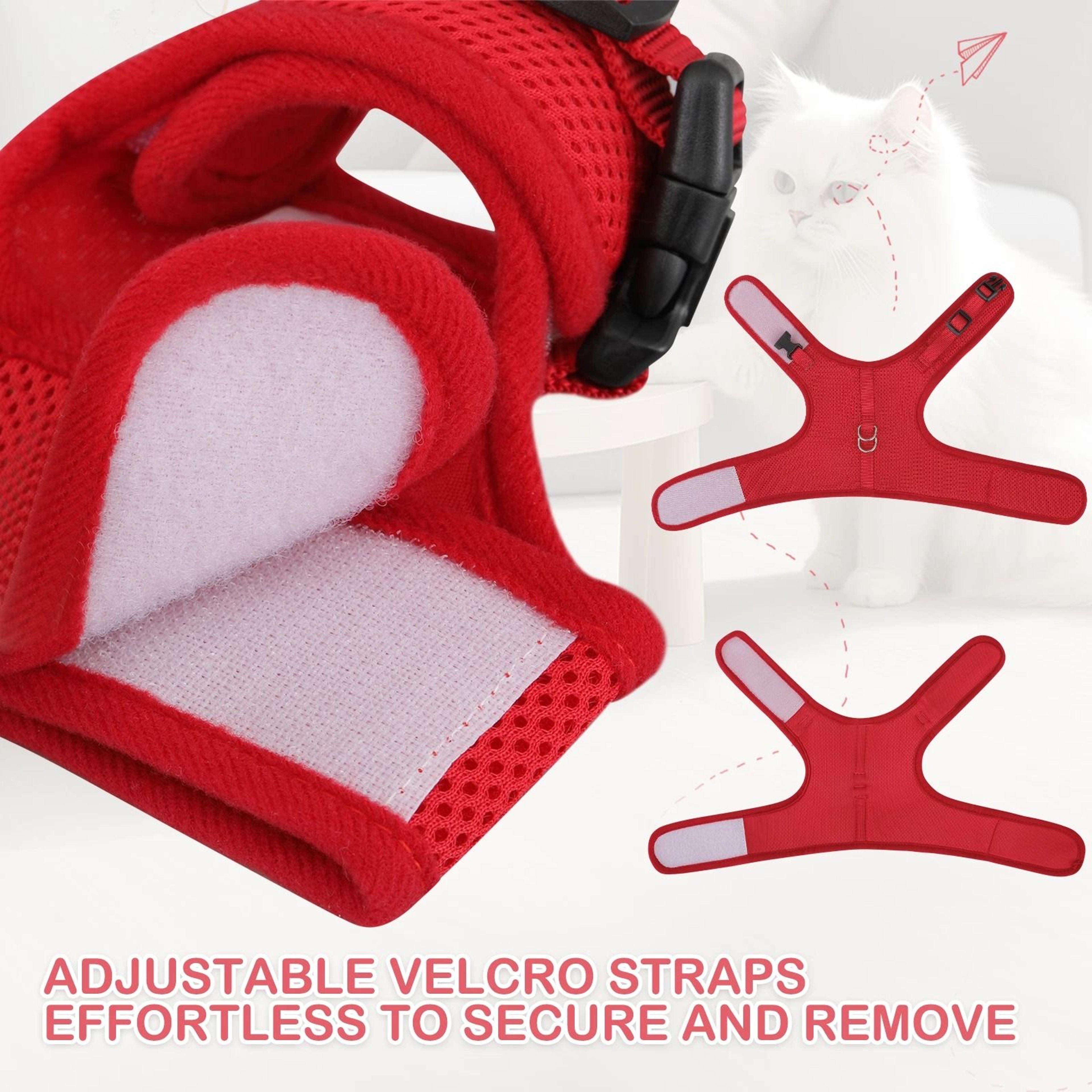 Large Escape Proof Cat Harness  Soft Mesh Adjustable Walking Chest For Kittens And Small Pets 2