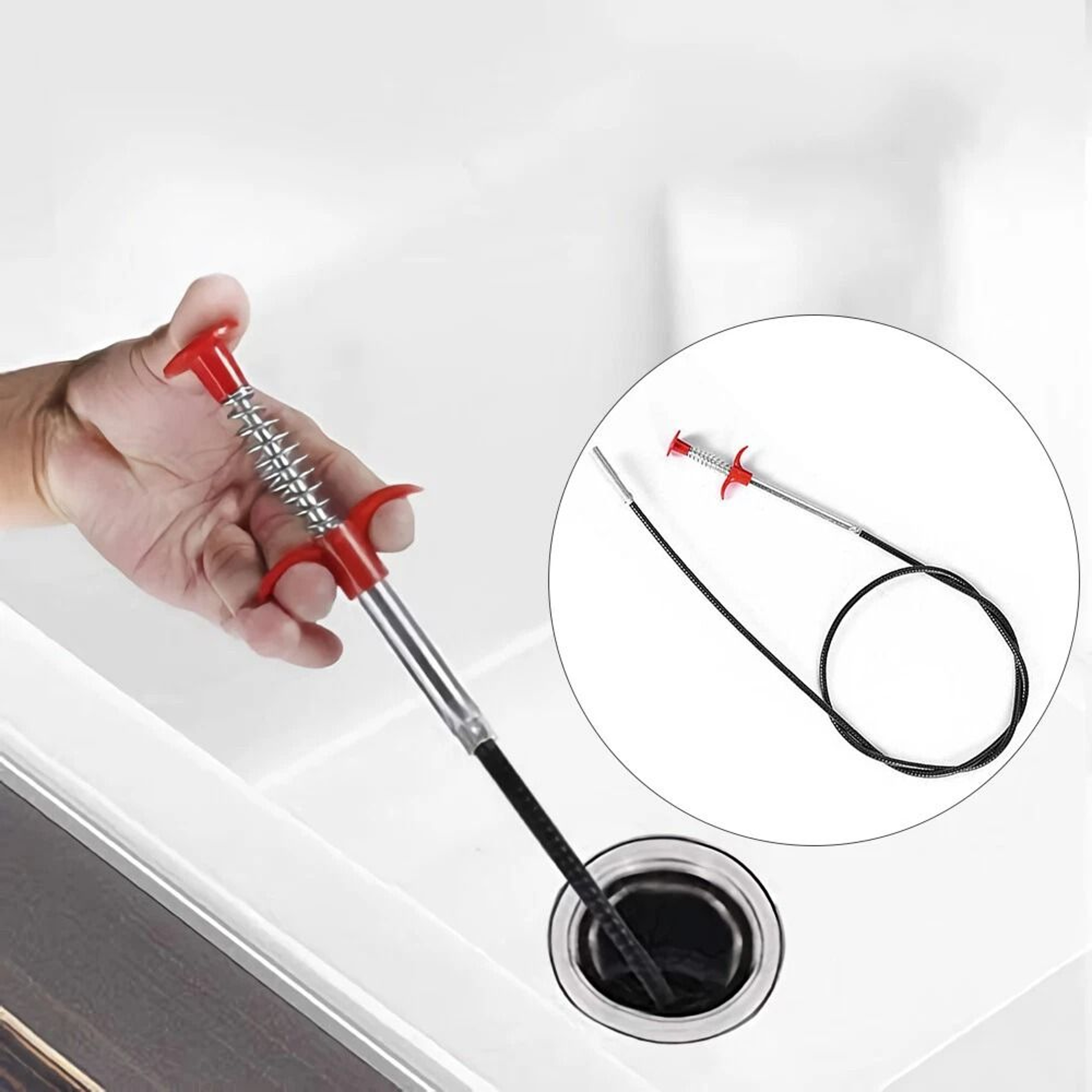 Manual Drain Snake  Clog Remover For Sinks Drains Toilets And Pipes  Metal Tool 6