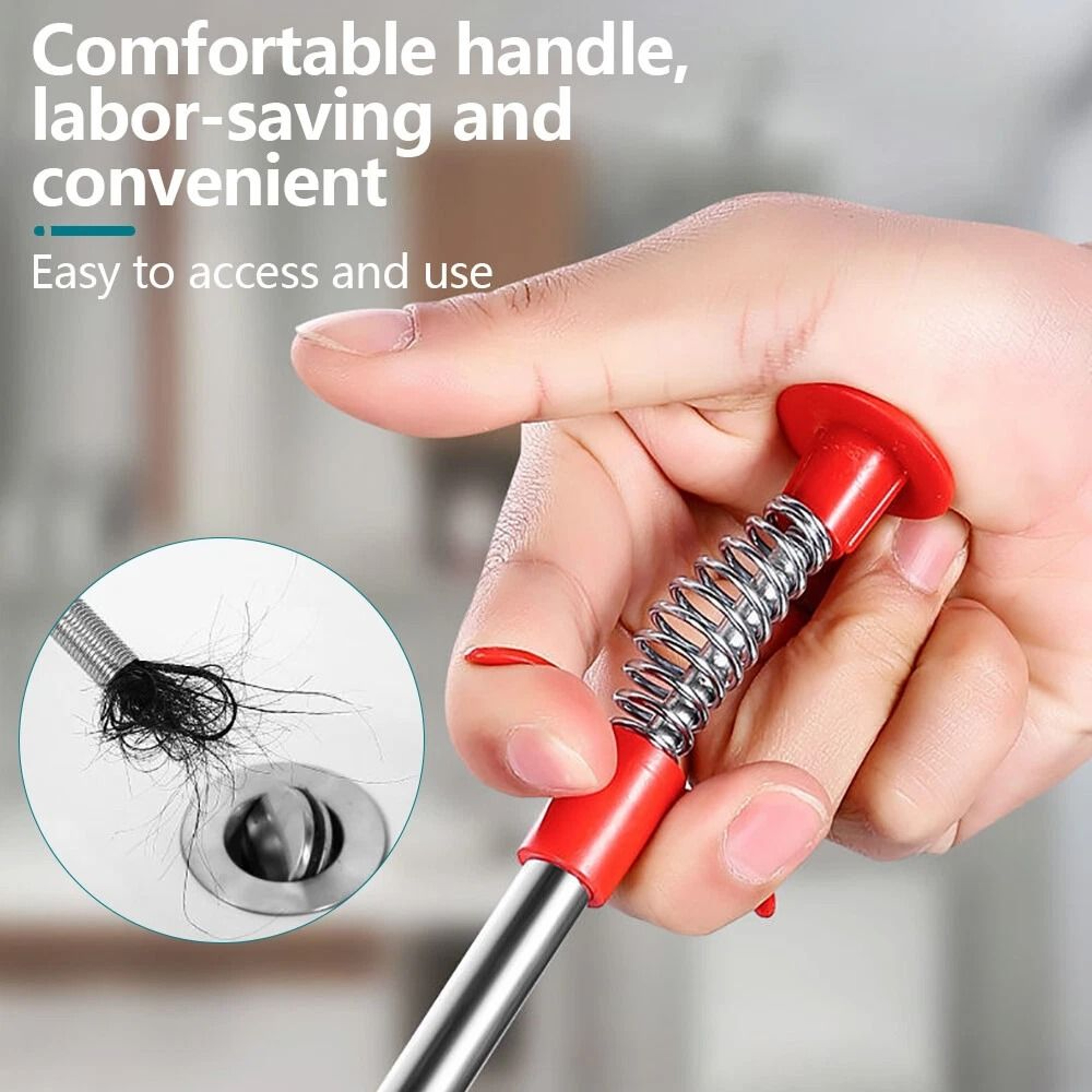 Manual Drain Snake  Clog Remover For Sinks Drains Toilets And Pipes  Metal Tool 9