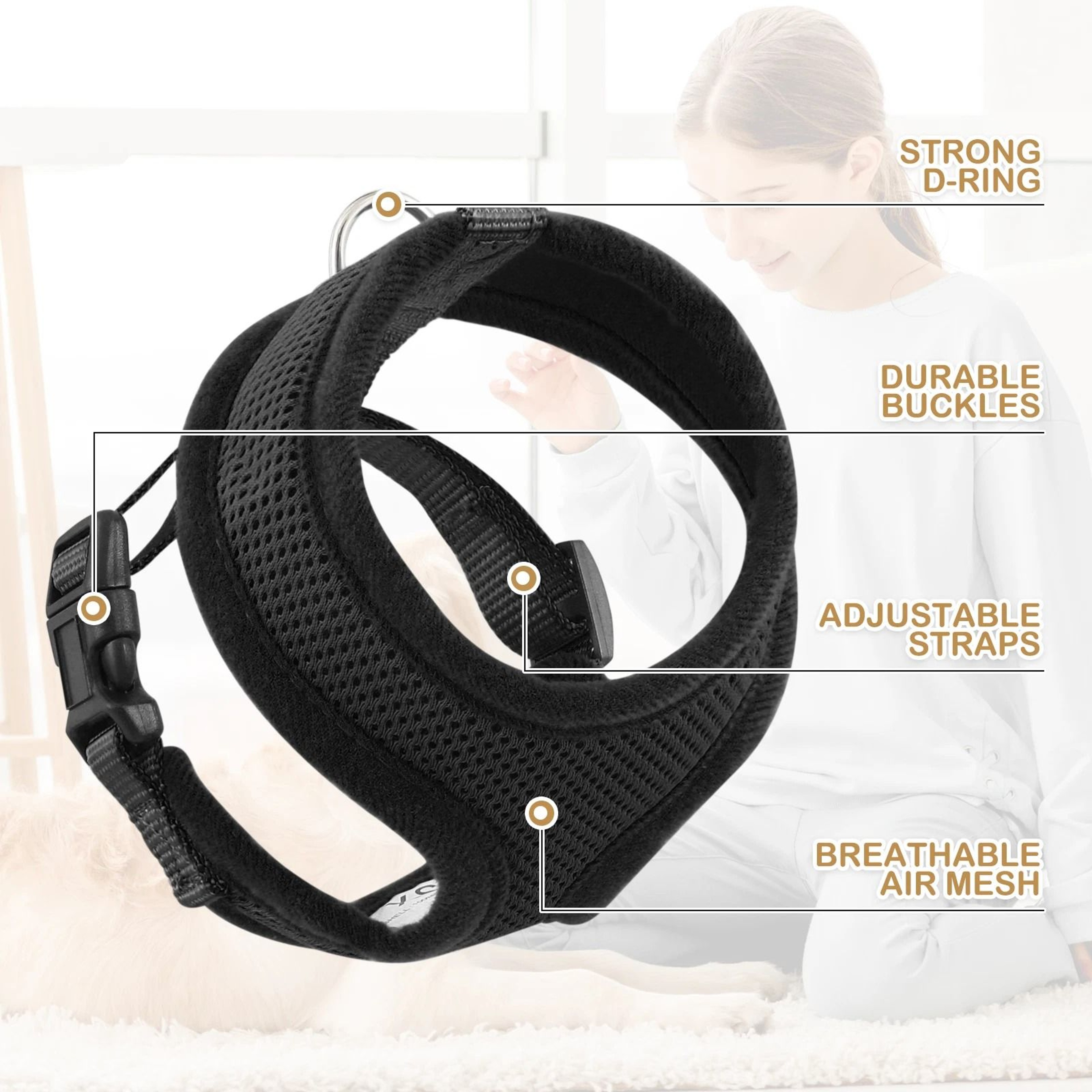 Adjustable Dog Harness  Breathable Mesh Reflective Jacket For Puppies  Small Dogs 3