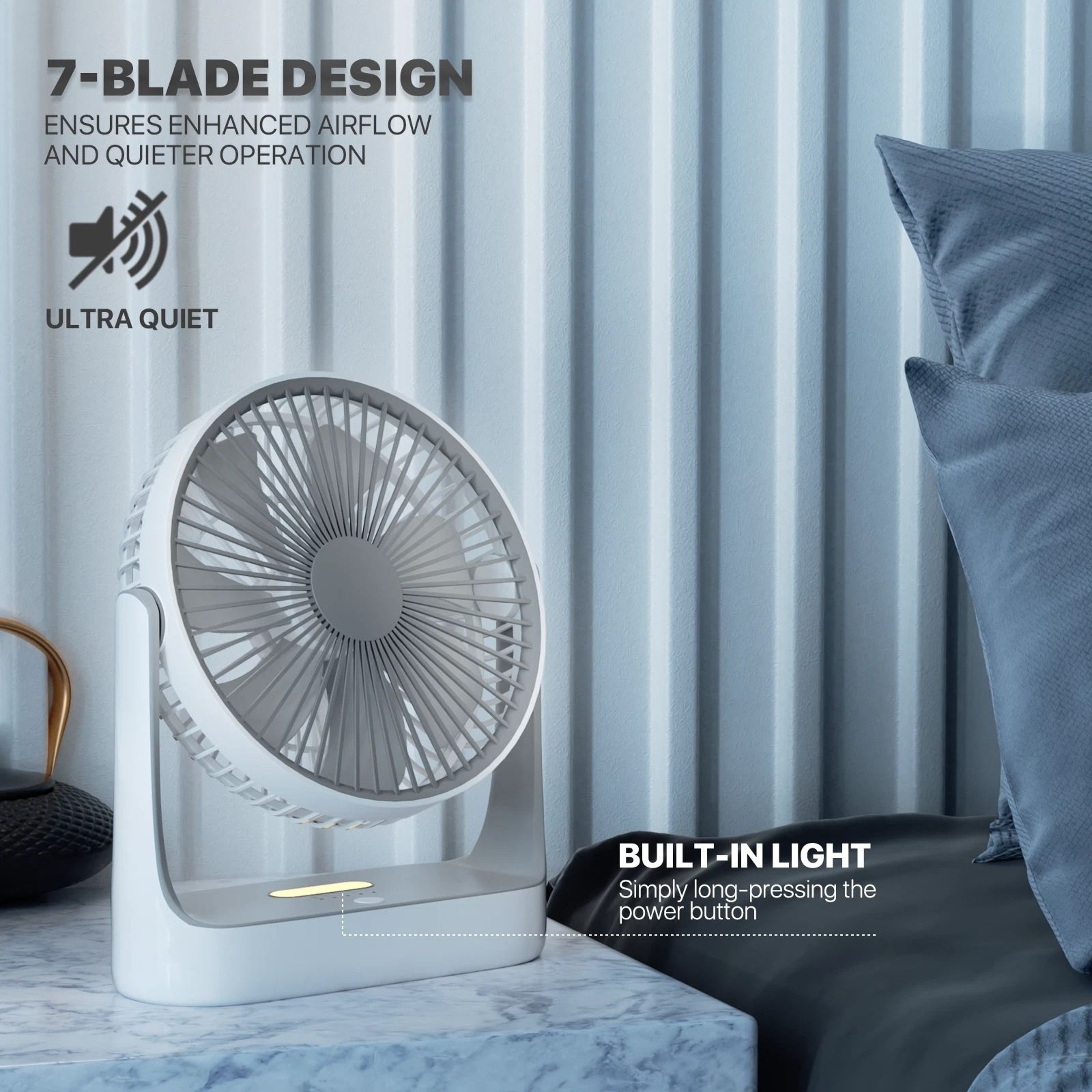 Portable Personal Desk Fan USB Rechargeable  Hanging Hook 9