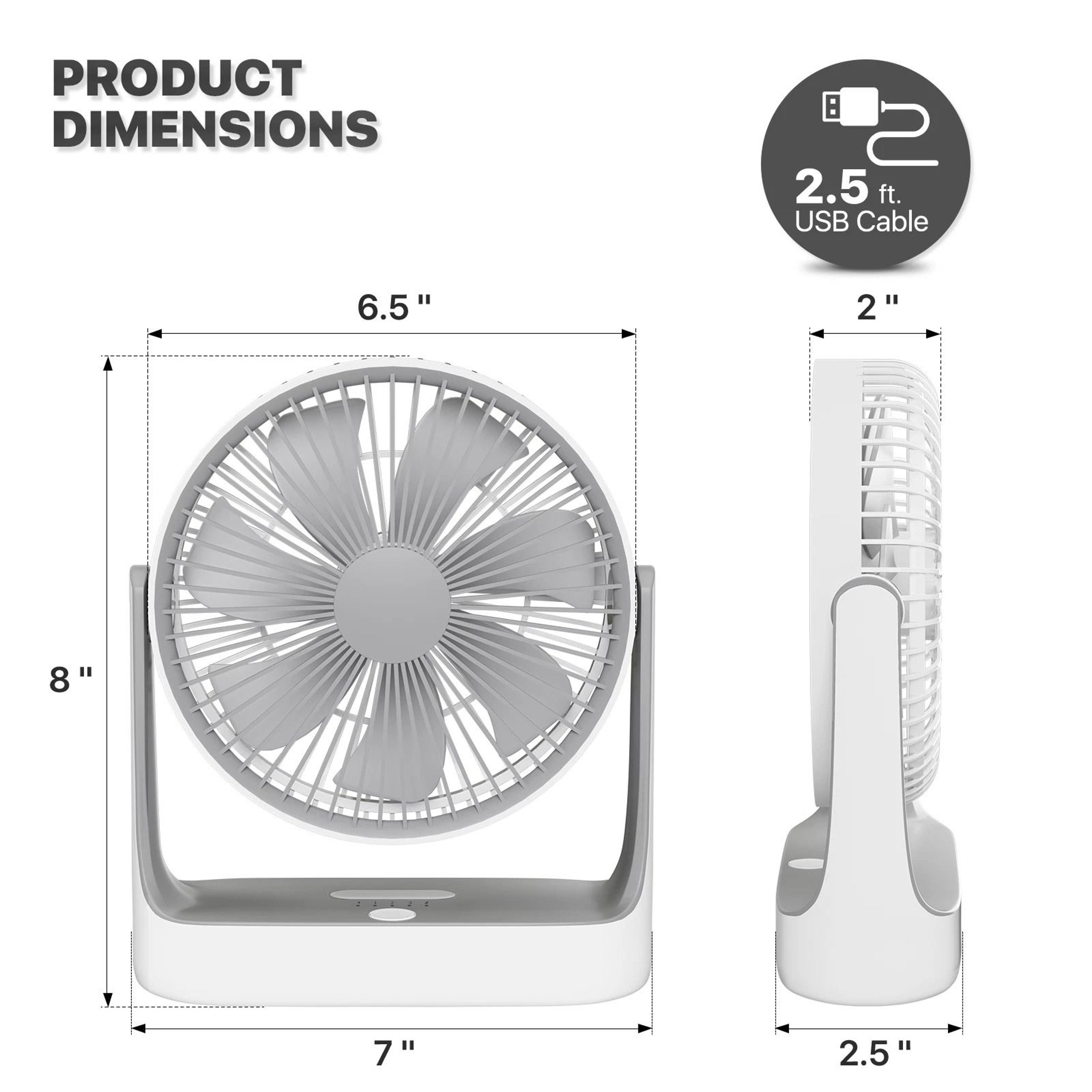 Portable Personal Desk Fan USB Rechargeable  Hanging Hook 2