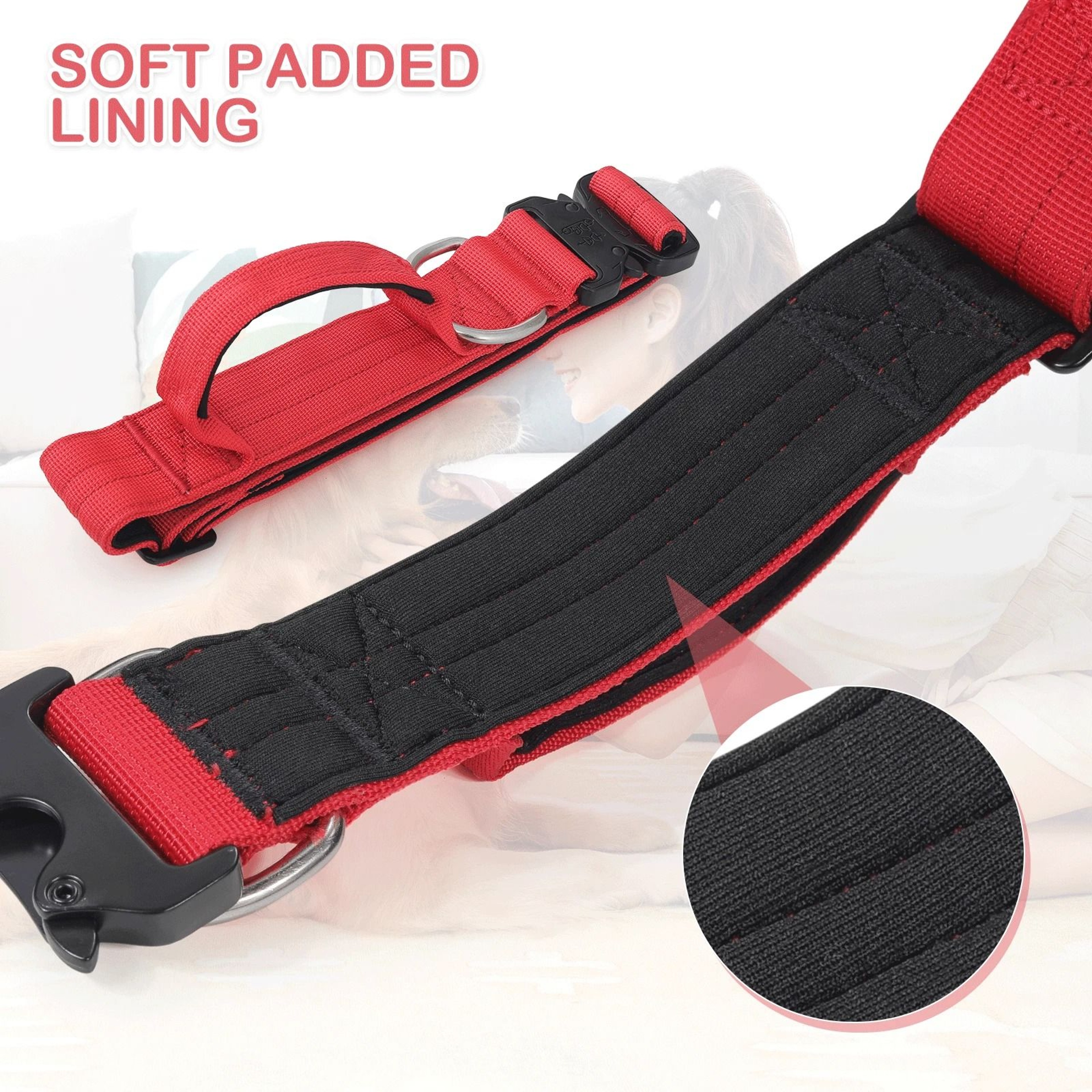 Reflective Nylon Dog Collar With Handle  Adjustable Comfortable Soft Puppy Neck Collar For Safe Wal 4
