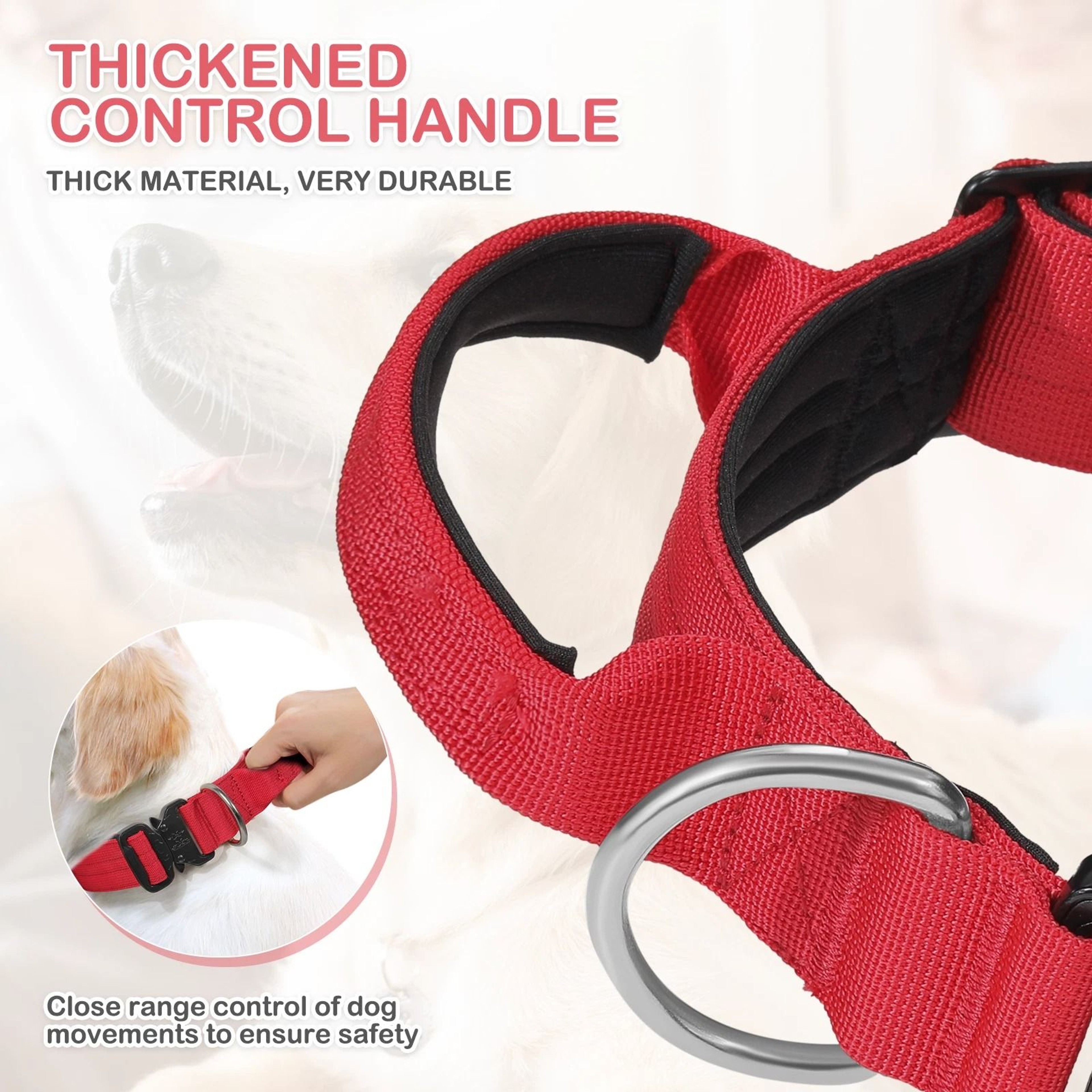 Reflective Nylon Dog Collar With Handle  Adjustable Comfortable Soft Puppy Neck Collar For Safe Wal 5
