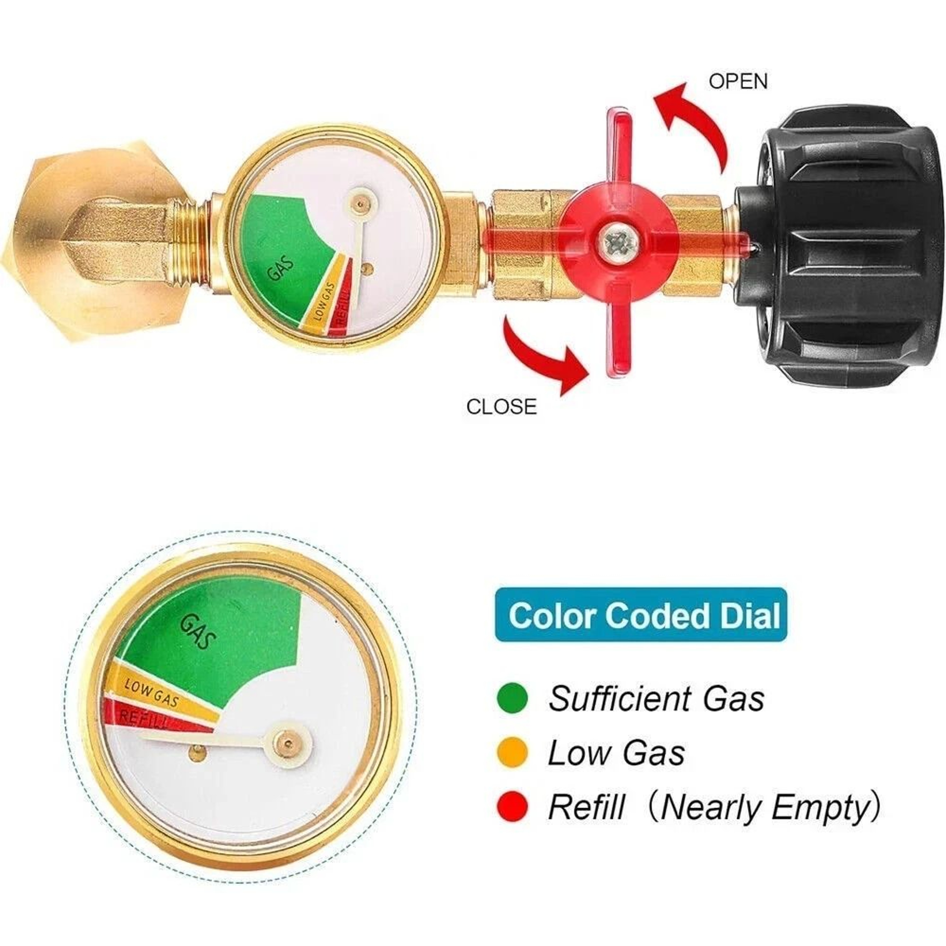 Propane Refill Adapter With Gauge  ONOFF Control Valve 5