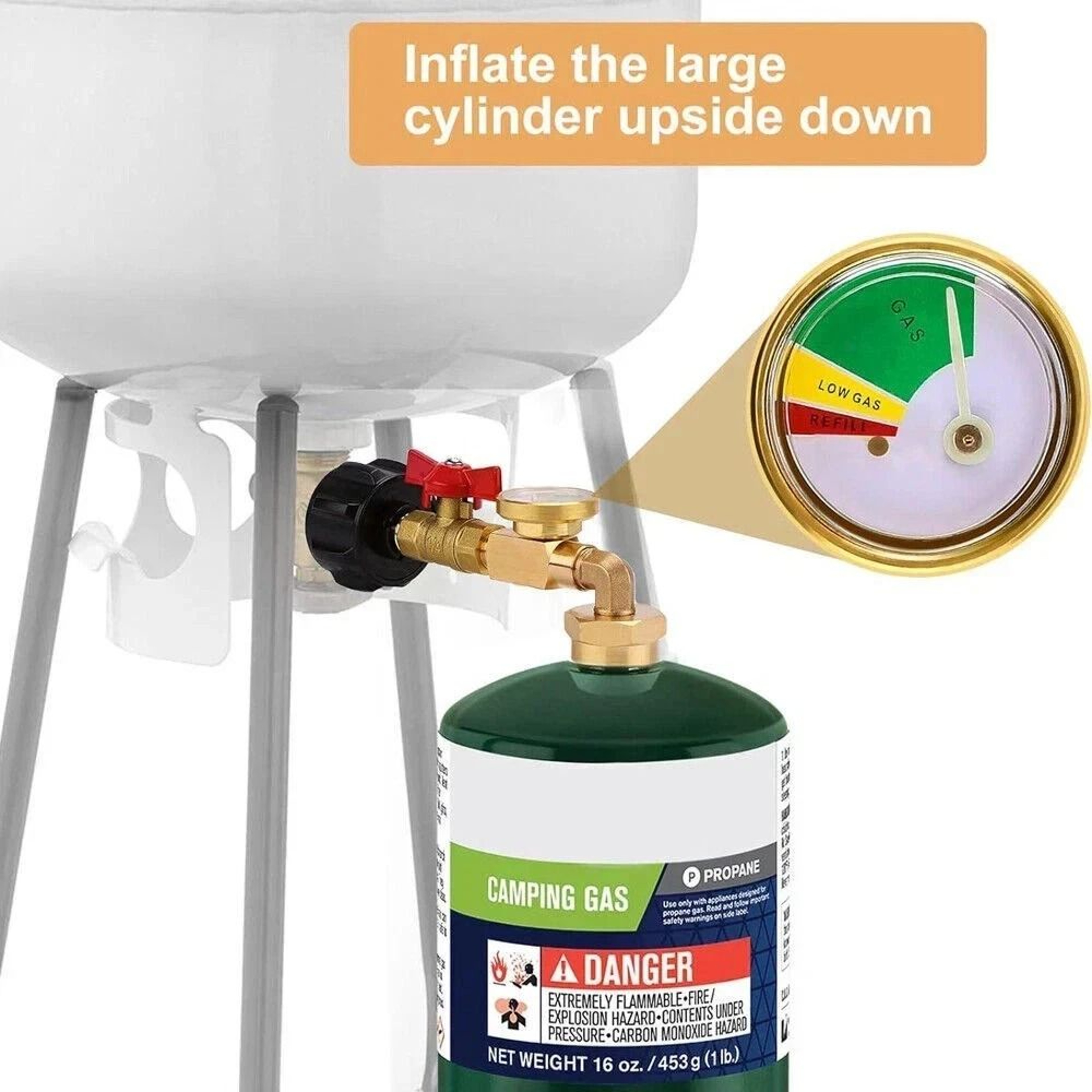 Propane Refill Adapter With Gauge  ONOFF Control Valve 6