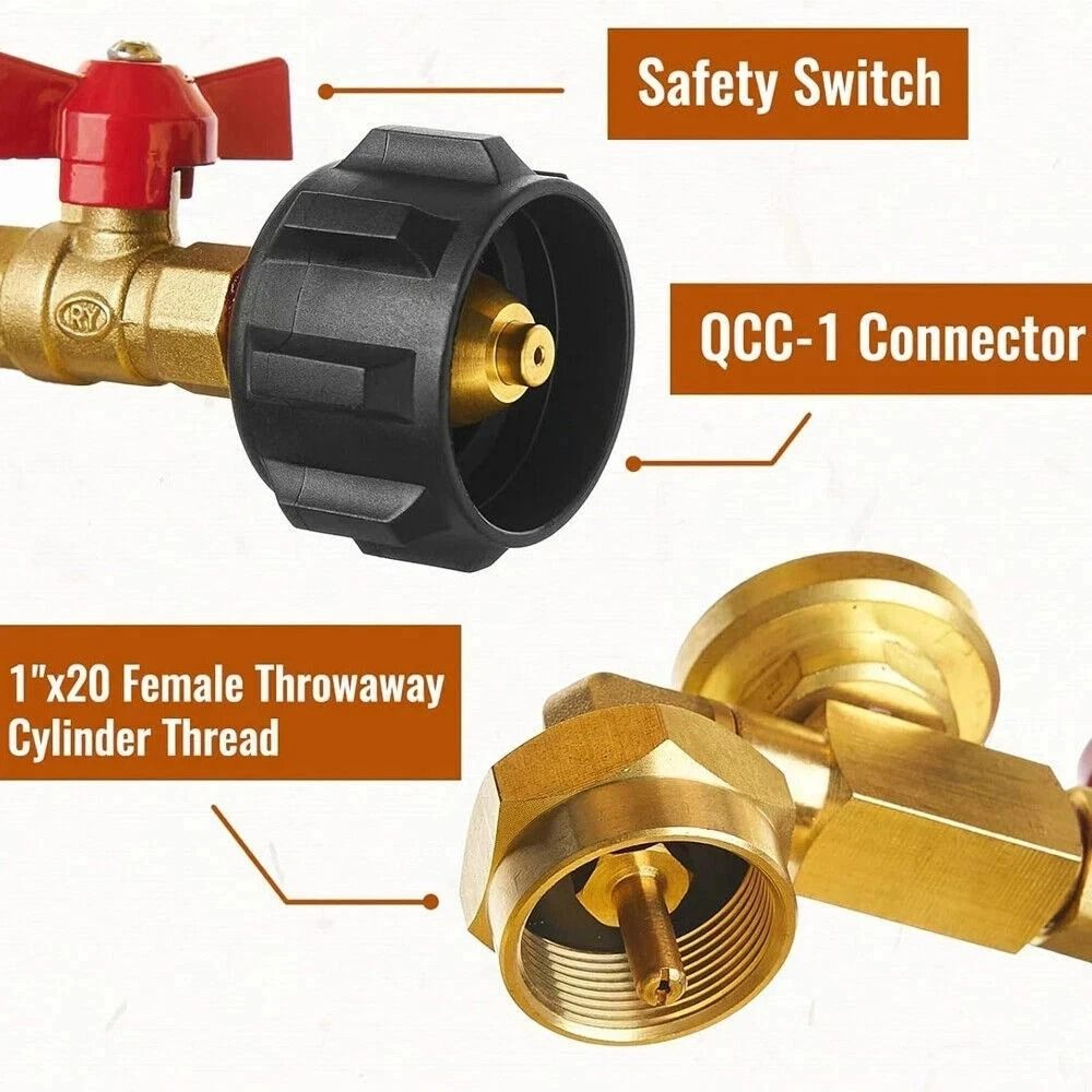 Propane Refill Adapter With Gauge  ONOFF Control Valve 7