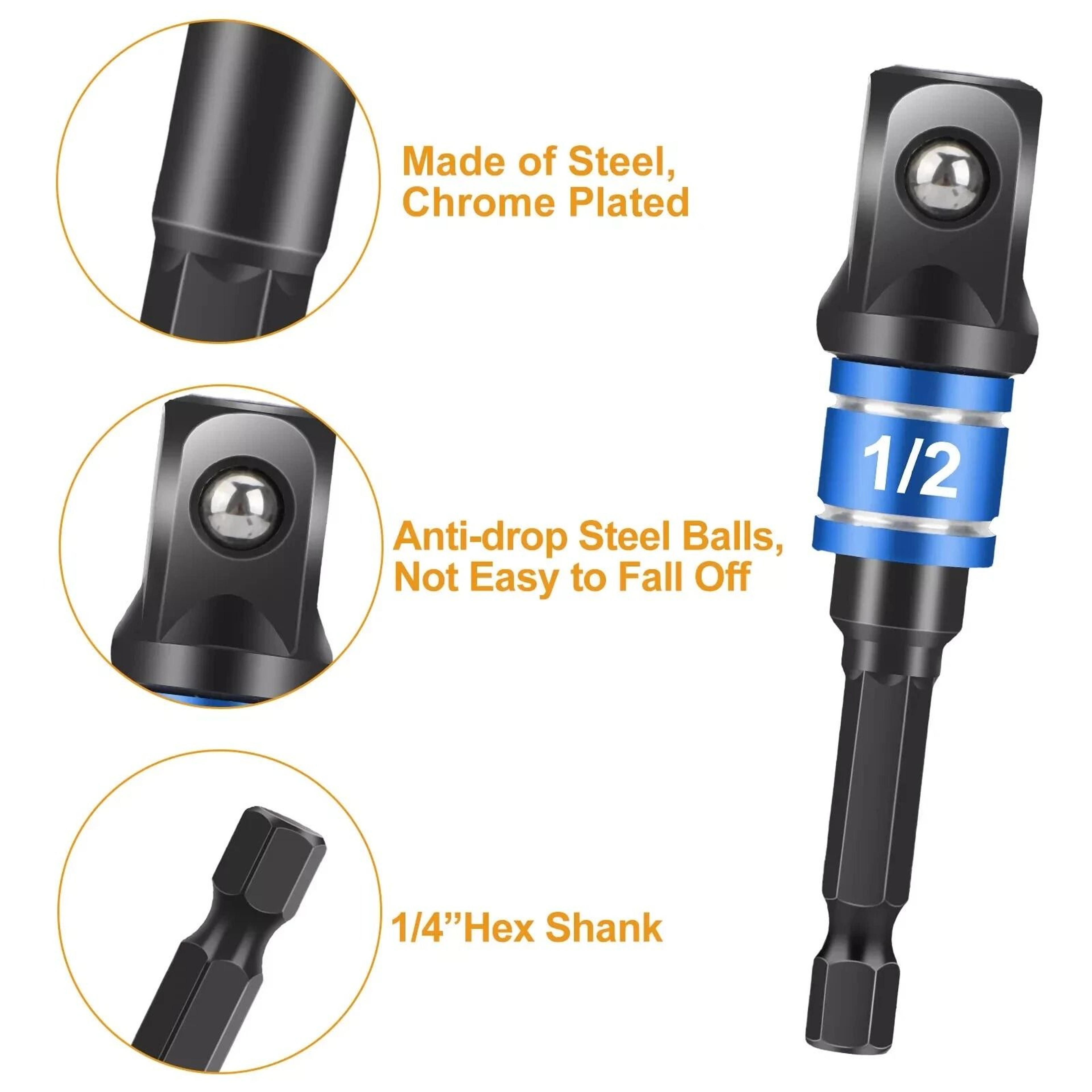 Socket Adapter Impact Hex Shank Drill Bits Set With Right Angle Extension 4