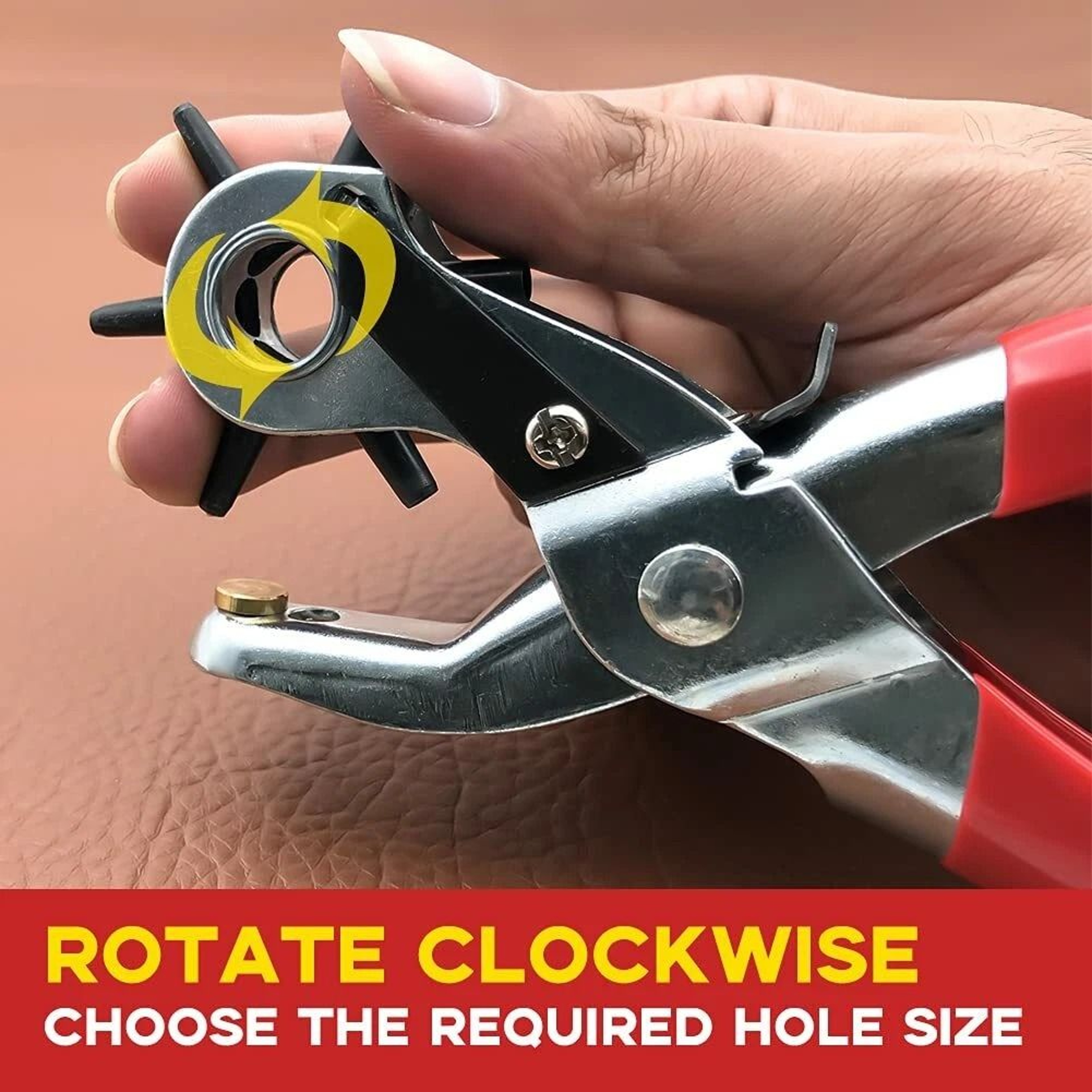 Heavy Duty Leather Hole Punch Tool With Revolving Pliers  Marker 1