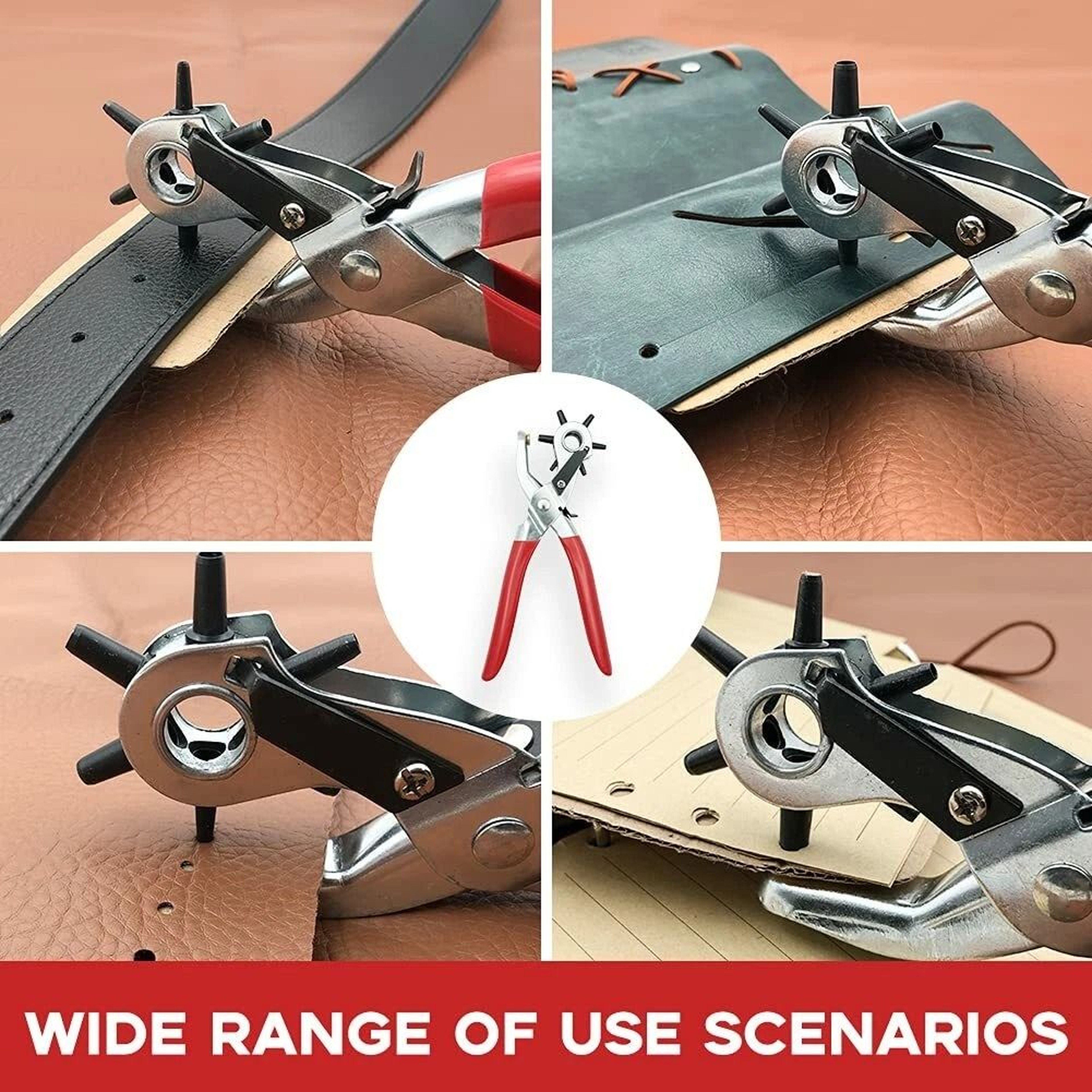 Heavy Duty Leather Hole Punch Tool With Revolving Pliers  Marker 4