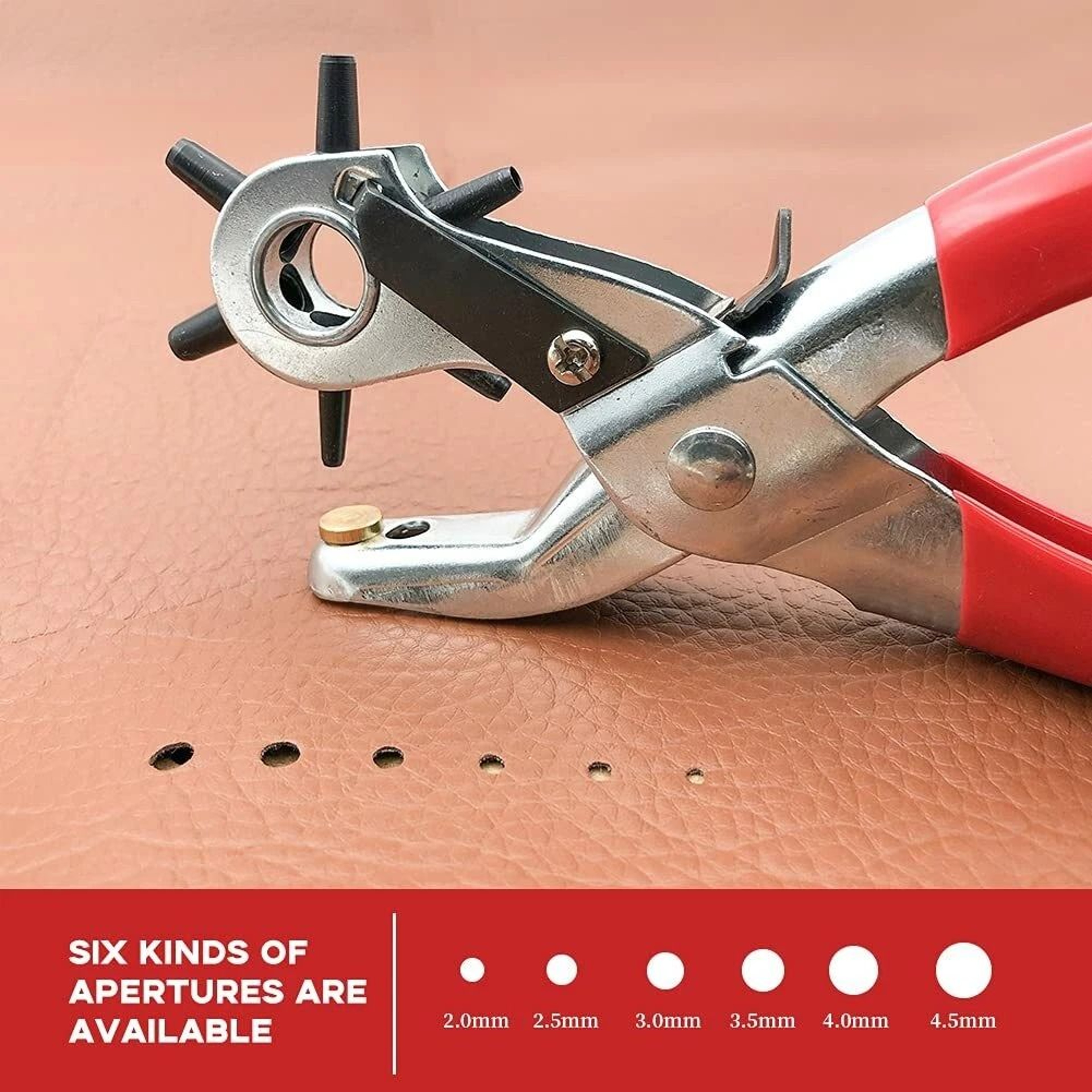 Heavy Duty Leather Hole Punch Tool With Revolving Pliers  Marker 5