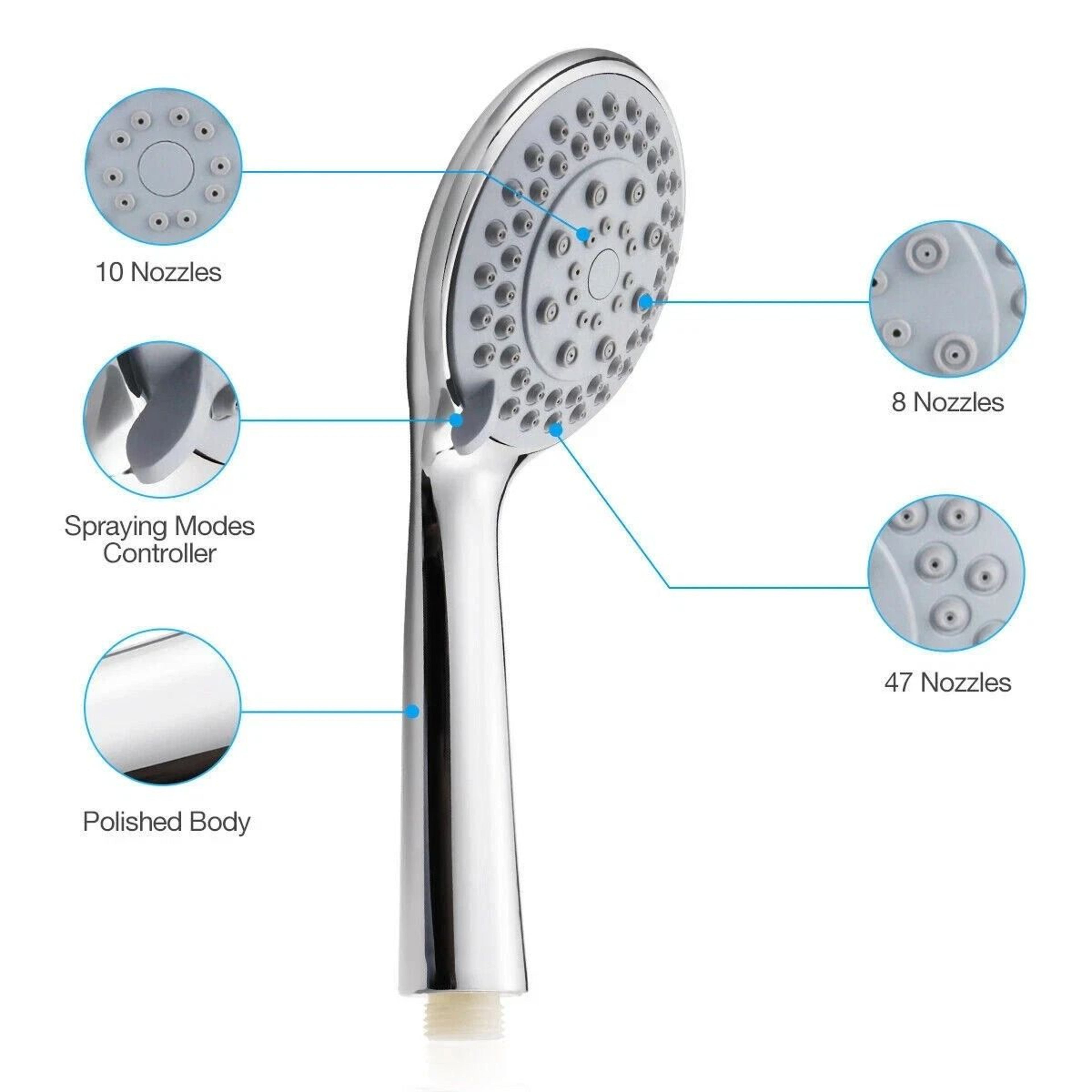 HighPressure Handheld Shower Head With Spray Settings And Hose 6