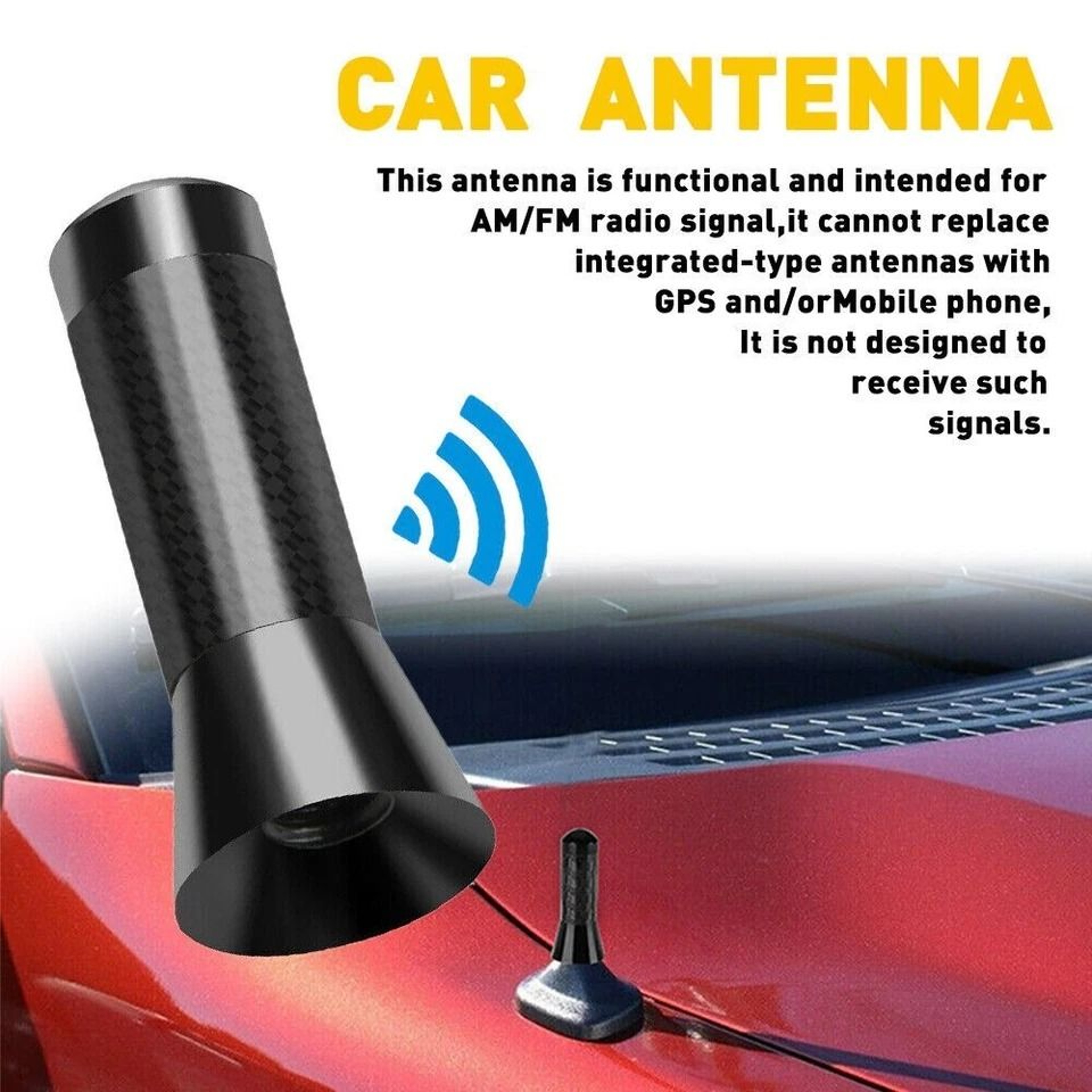 Universal Carbon Fiber Car Antenna FM Radio Replacement For Enhanced Signal 7