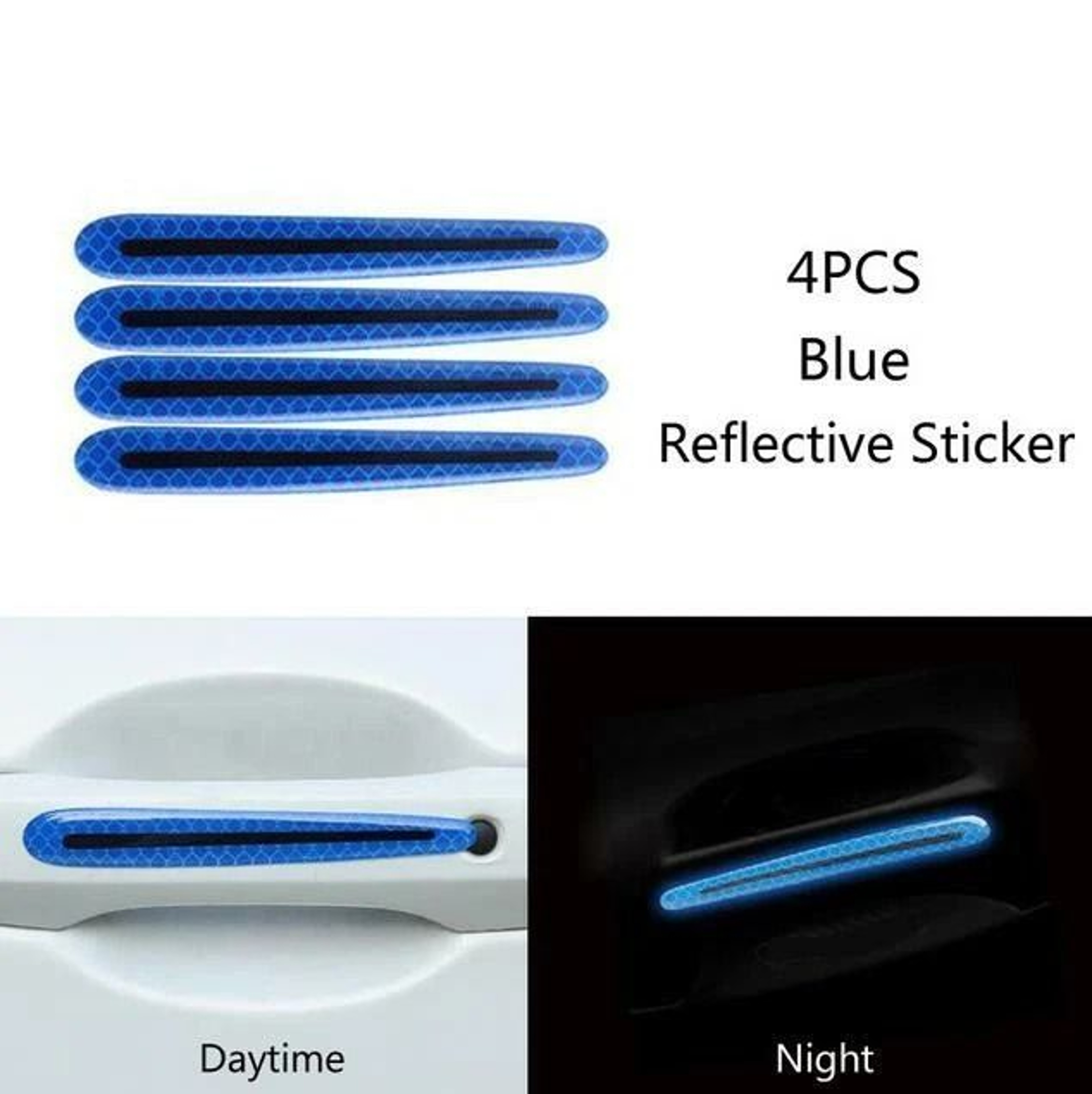 Universal Reflective Car Door Handle Stickers Safety Warning Anti Scratch Decals 1